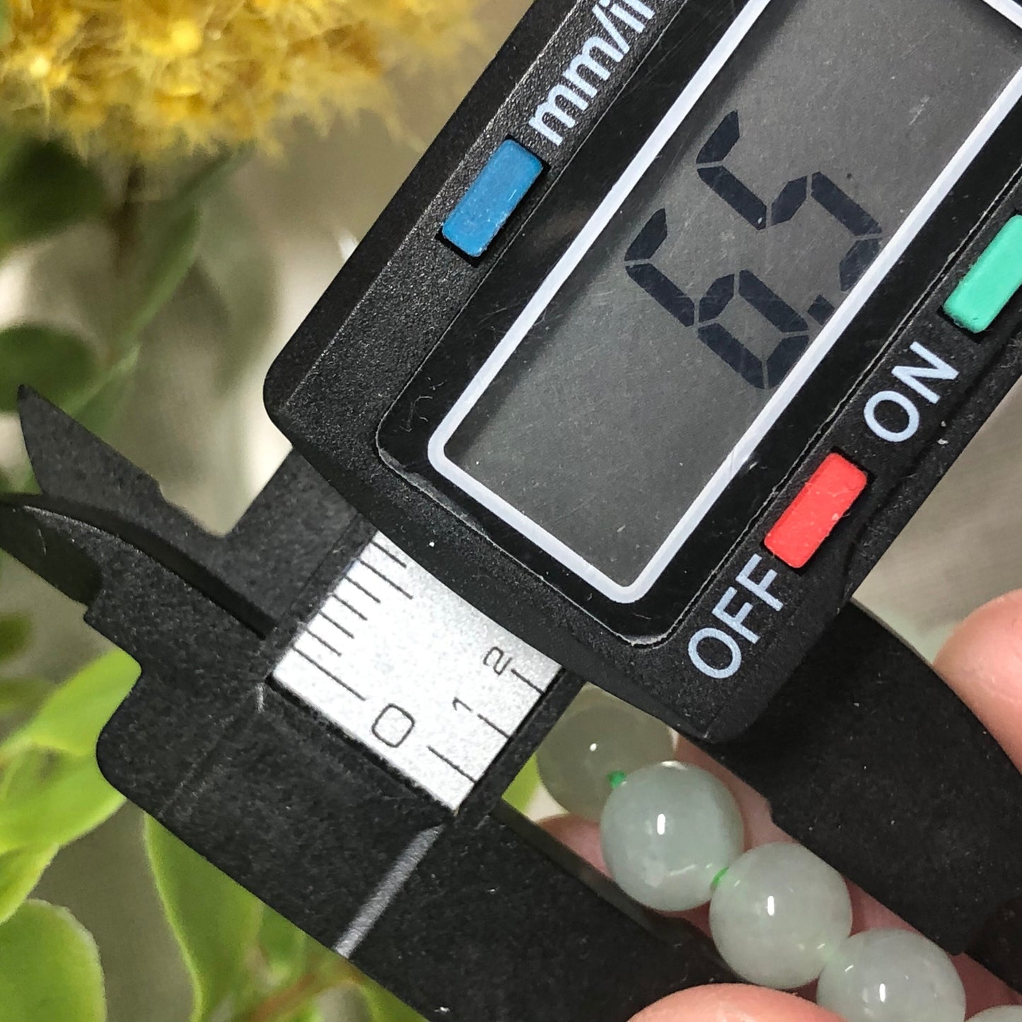 6.5 mm Grade A Glossy Glutinous Icy Green Tint Jadeite Jade RoundBead Bracelet 26pcs.