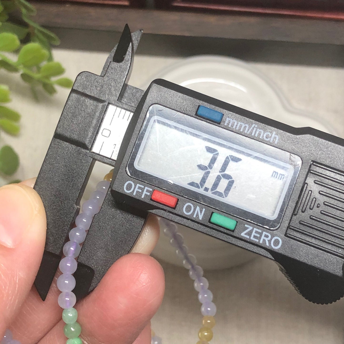 3.6 mm Grade A Mini Icy Lavender Green Yellow Round Jadeite Jade Bead Bracelet 12 inches
