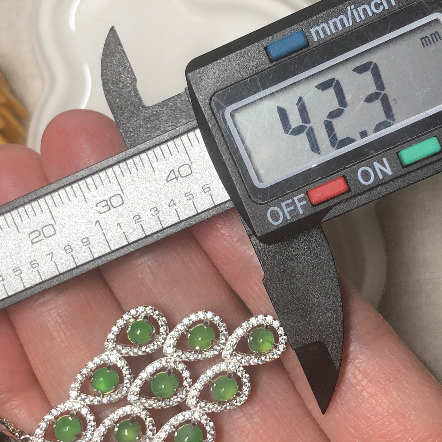 42.3mm Grade A Mini Cabochon Round Jadeite Jade Pendant Necklace 925K Silver