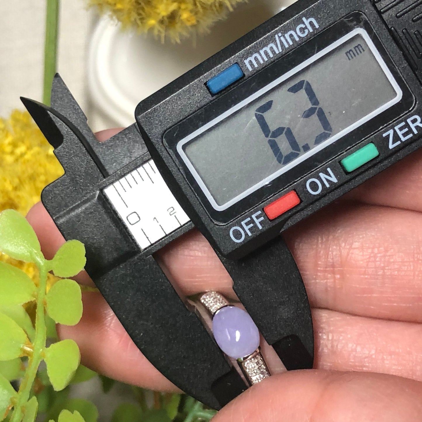 Grade A Icy Jade Jadeite Lavender Oval Cabochon Ring 18K White Gold Diamonds