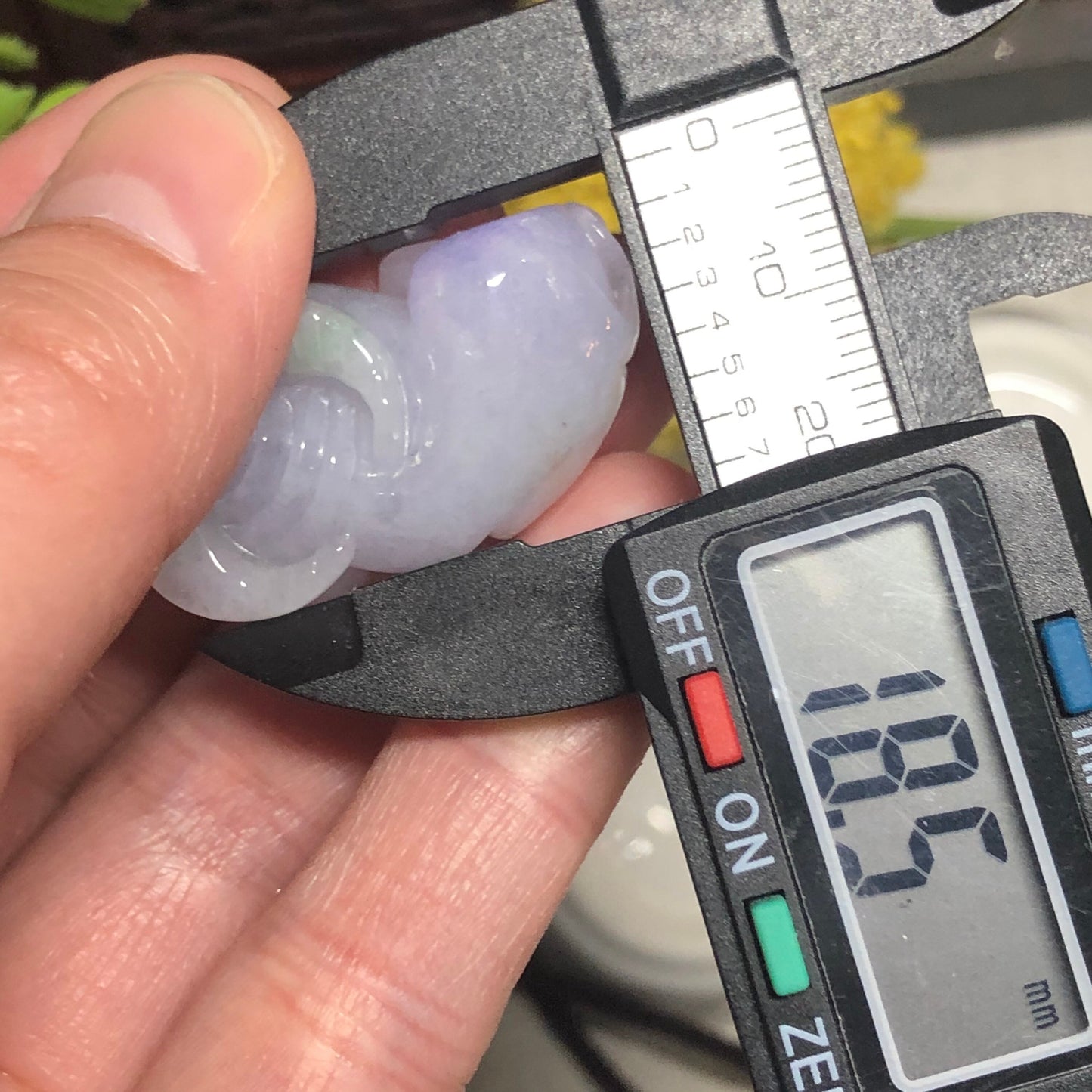 32mm Certified Grade A Jadeite Jade Carved Light Earthy Lavender Year of the Cow 2021 Keychain or Pendant Display Figurine