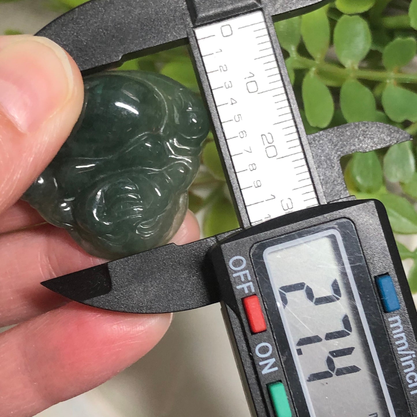 SALE: 31.5mm Grade A Jadeite Jade Carved Icy Happy Buddha Pendant 18K Gold Bail