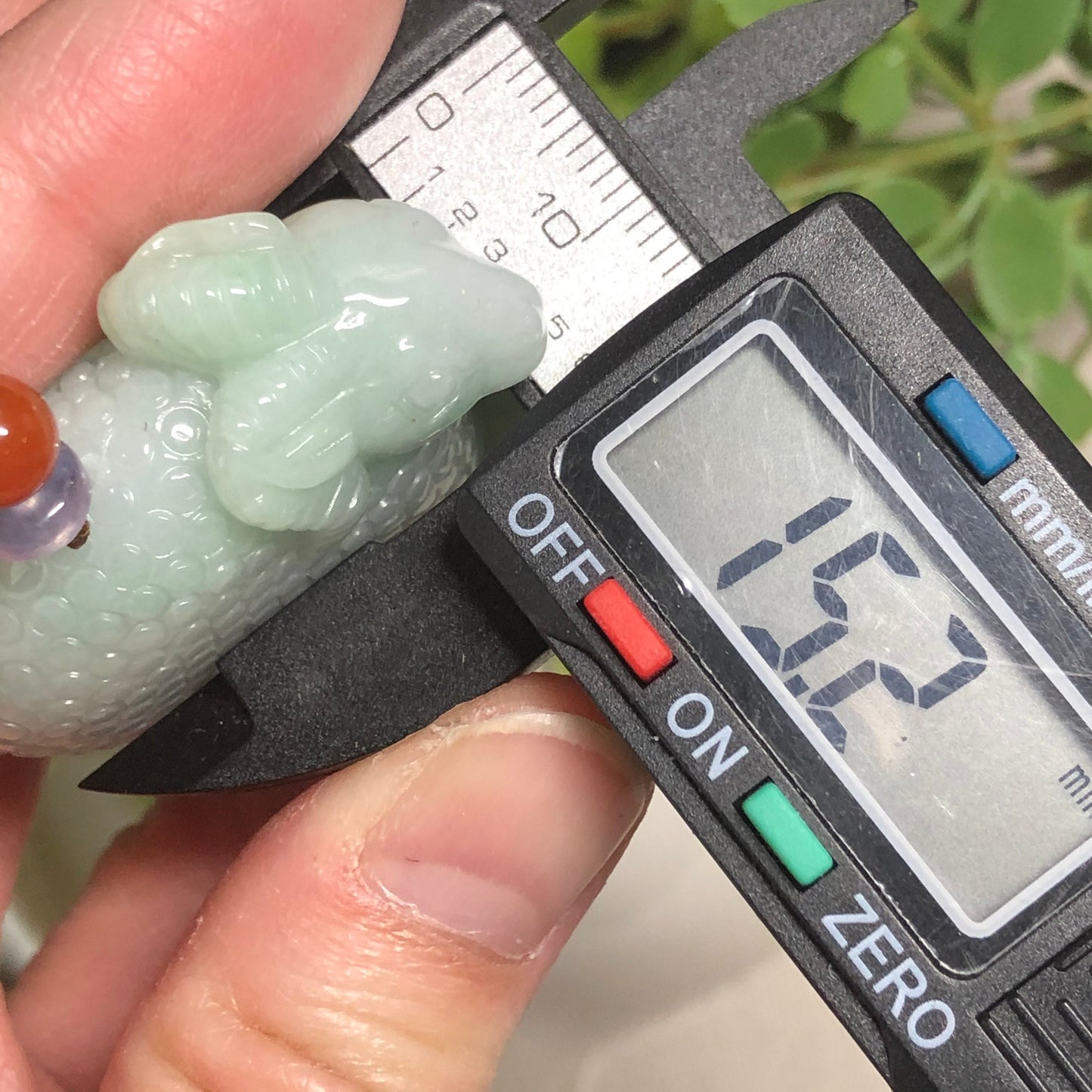 38.5mm Grade A Jadeite Jade Carved Green Lamb Ram Pendant Neck Rope Tie