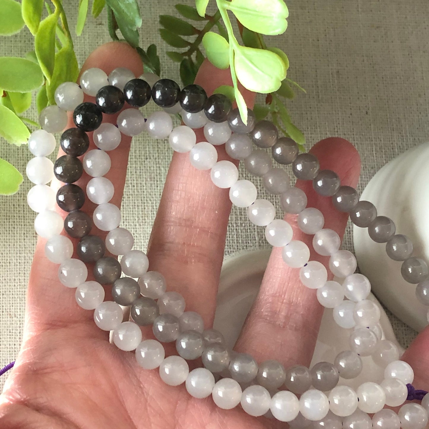 6mm Icy Hetian Nephrite Purple Gradient Jade Bead Bracelet Necklace