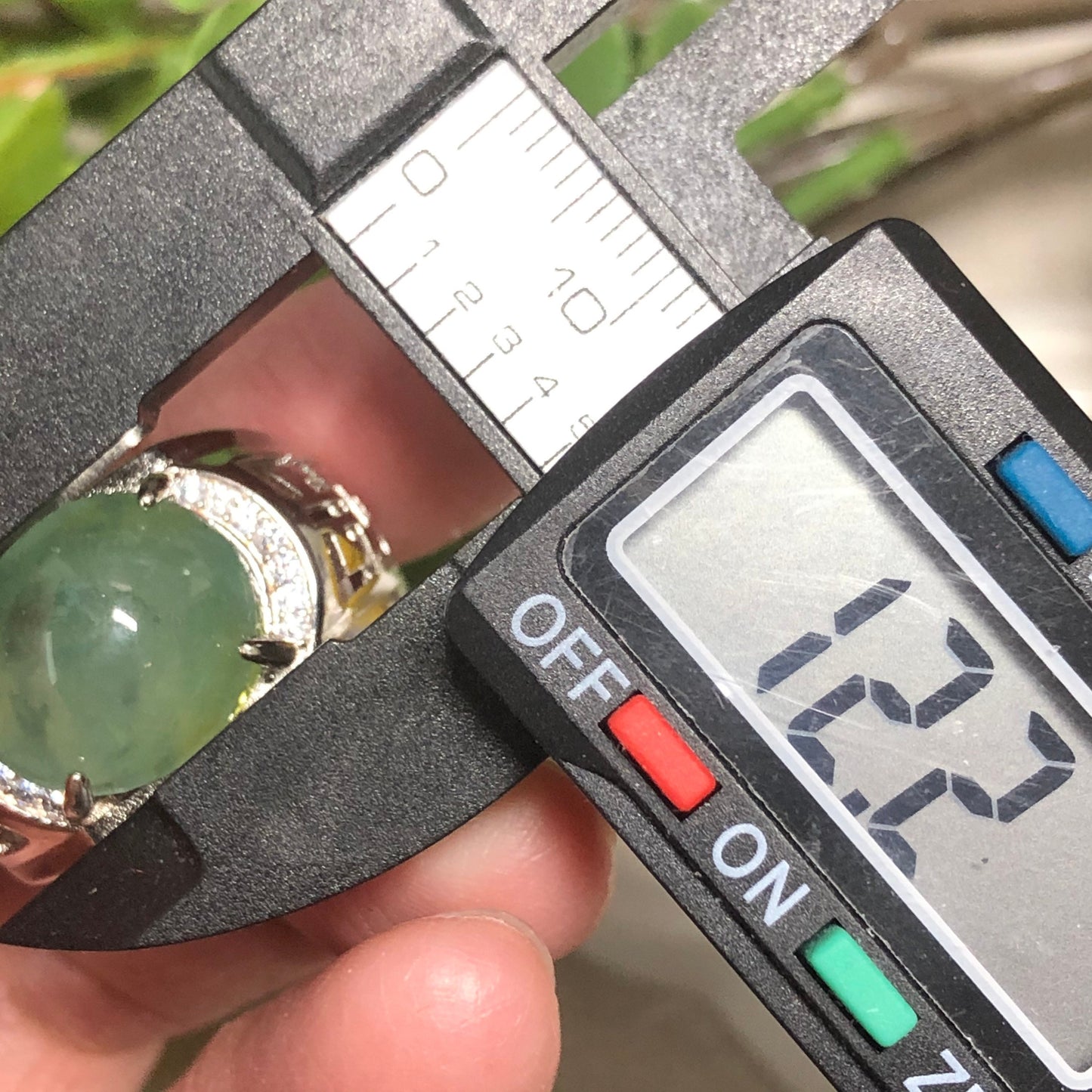 925S Certified Grade A Jadeite Jade Icy Green Round Cabochon Ring set on Sterling Silver