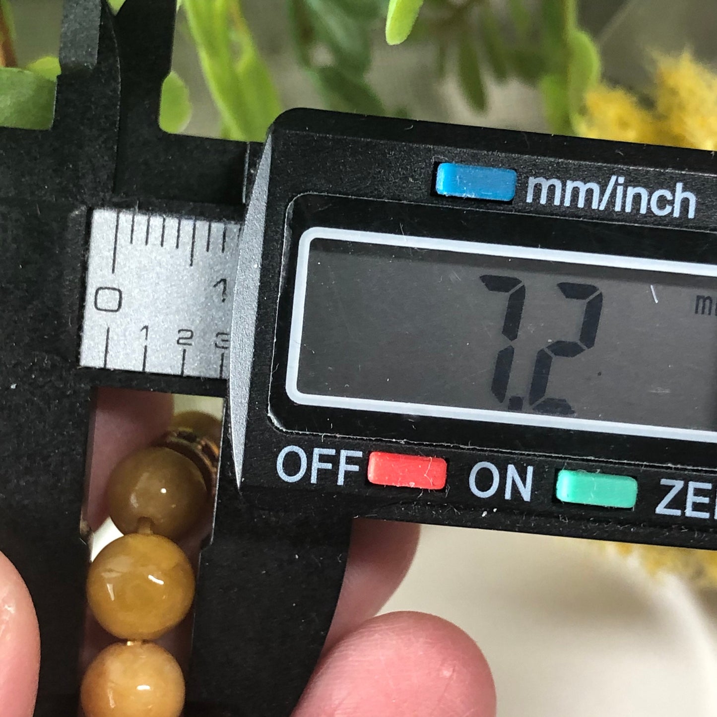 7.2 mm Jadeite Jade Grade A Earthy Yellow Brown Jadeite Jade Round Bead Bracelet 25pcs.