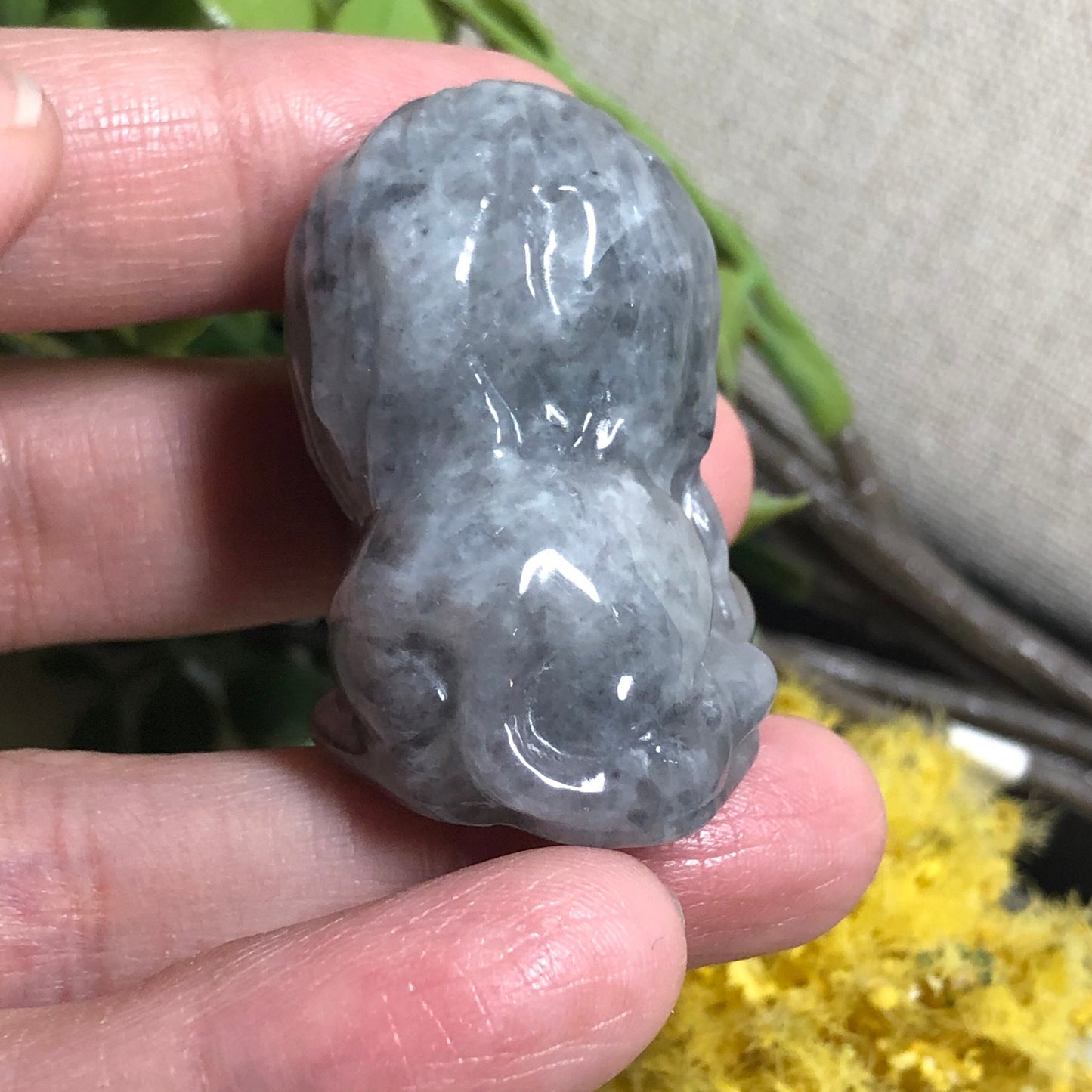 Reserved: 33.2mm Jadeite Jade Carved Wuji Grey Lion Animal Display