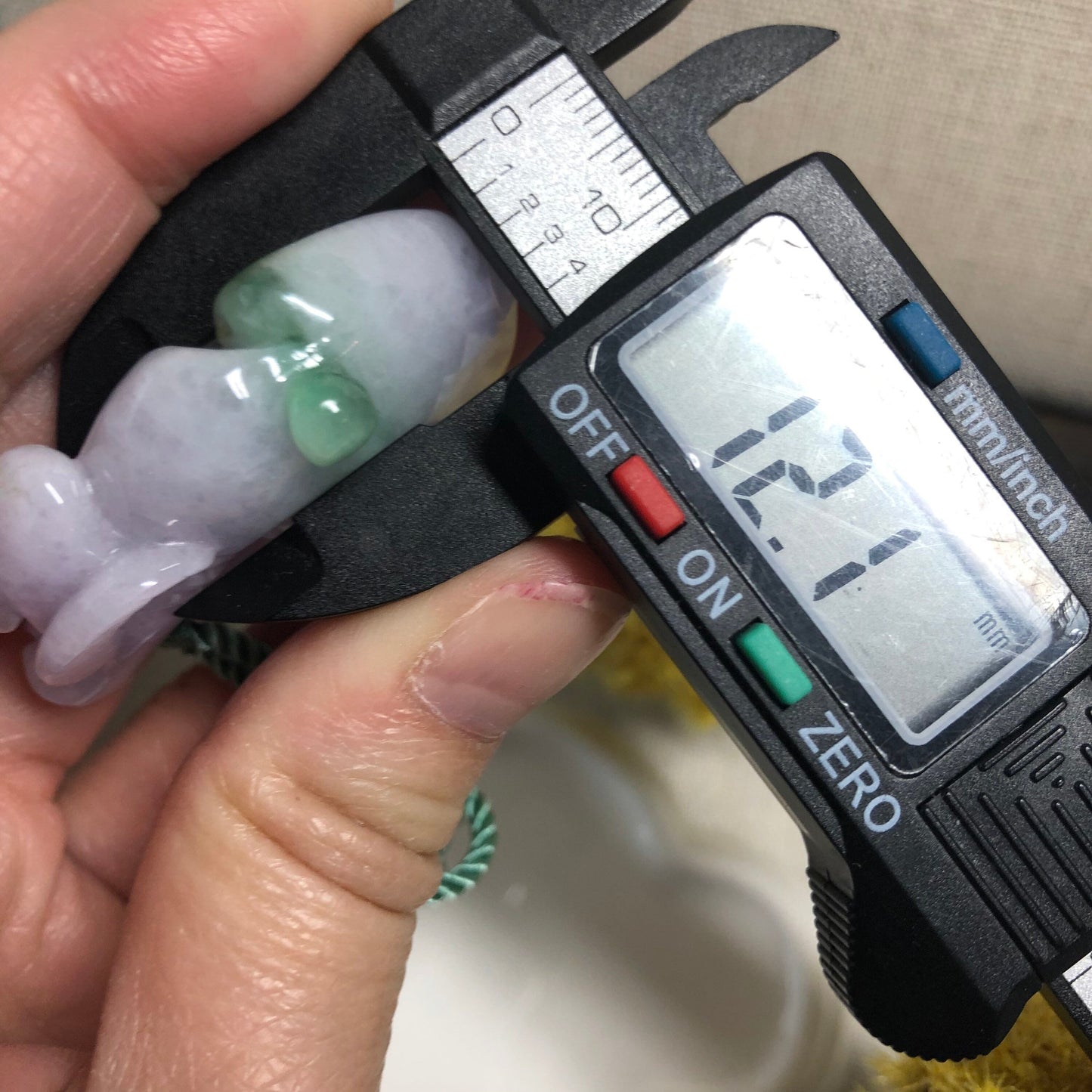 43mm Certified Grade A Jadeite Jade Carved Lavender Year of the Cow 2021 Keychain or Pendant Display Figurine