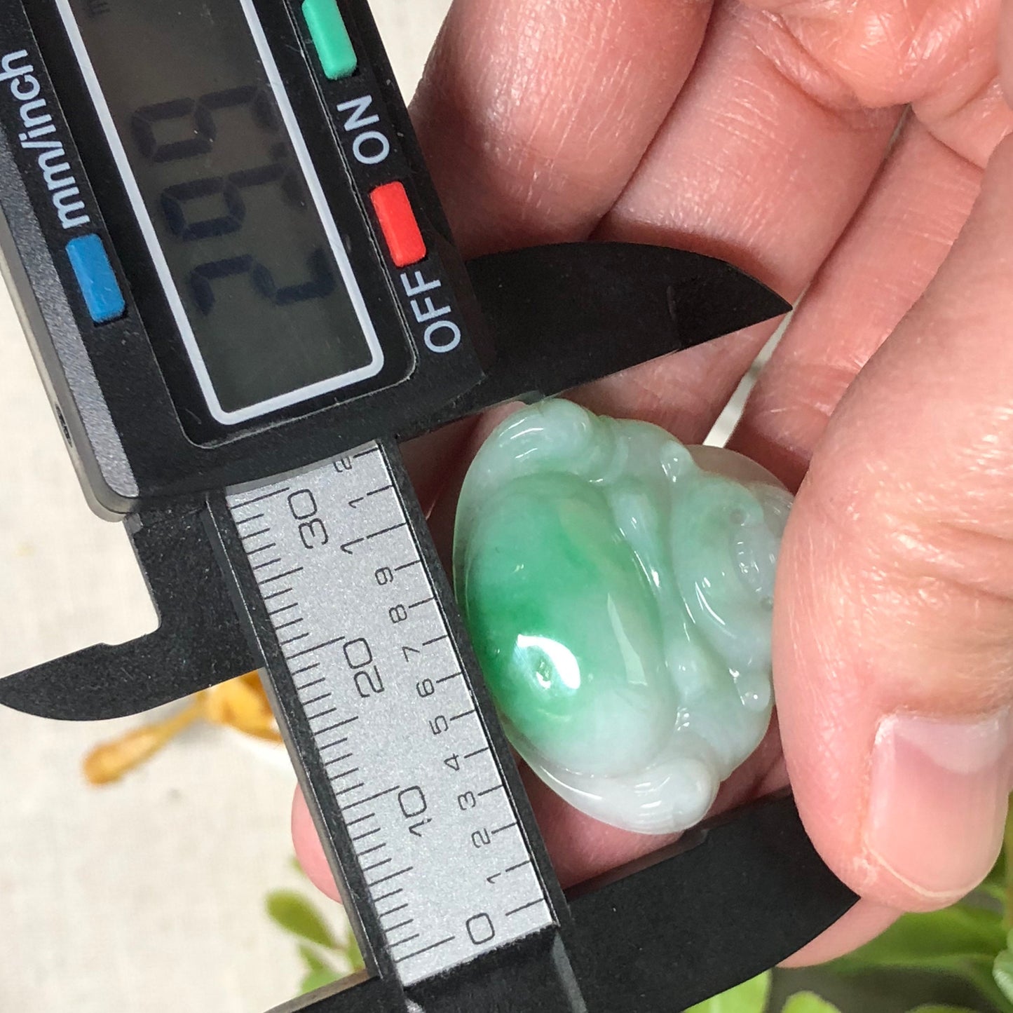 30mm Jadeite Jade Carved Yang Green Buddha Pendant With Neck Rope Tie