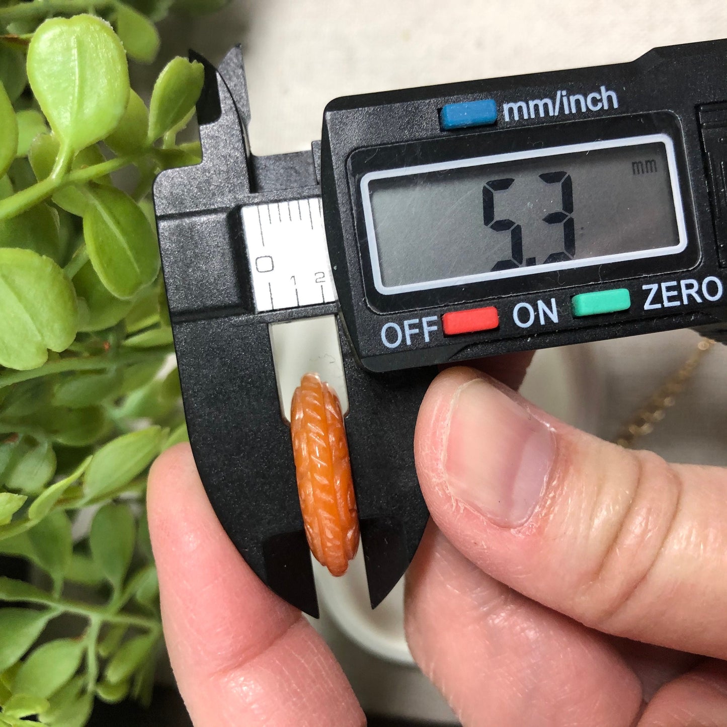 14K Grade A Red Brown Jadeite Jade Antique Carved Peace Donut Bracelet set on gold plated