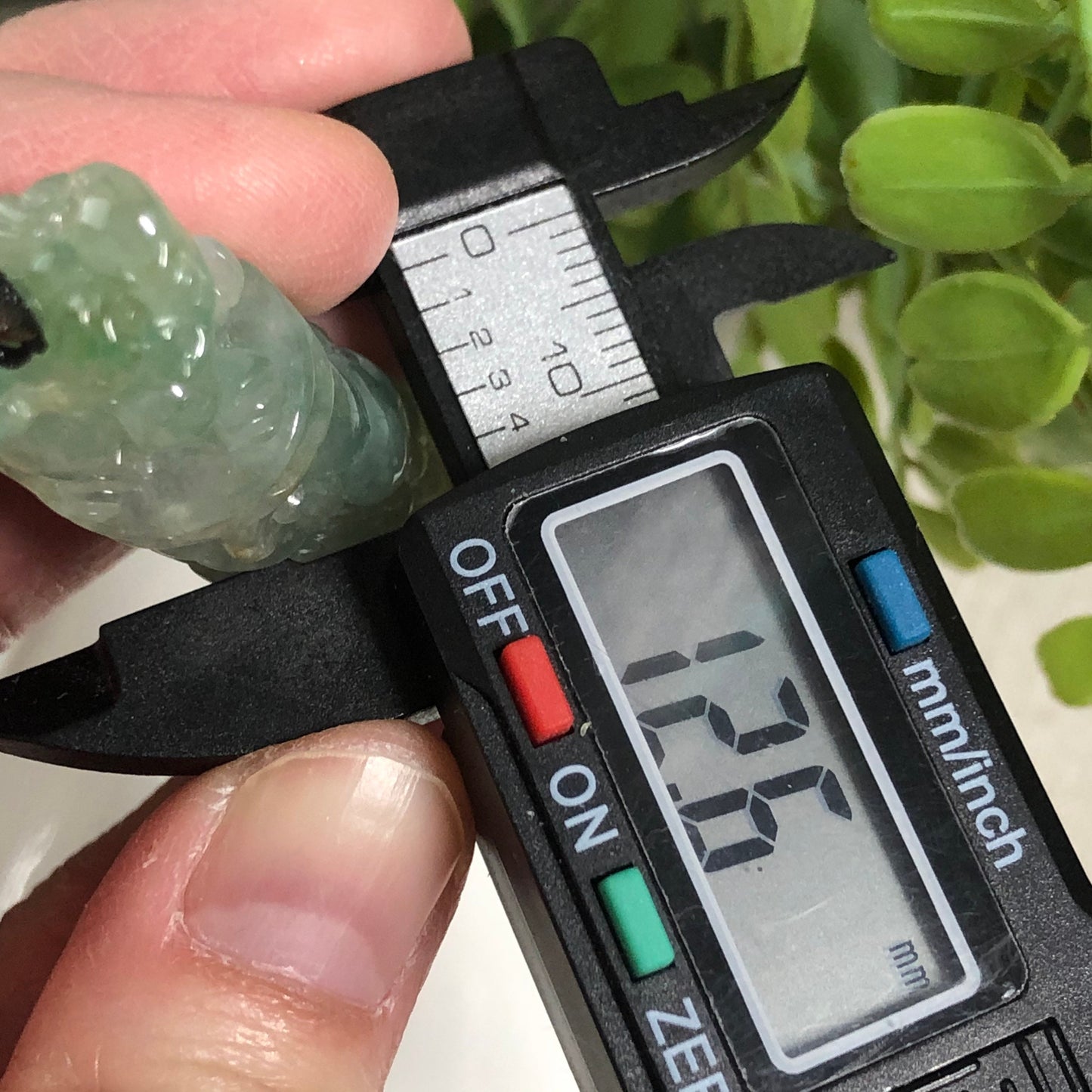 46.3 Jadeite Jade Icy Carved Pixiu Dragon Pole Pendant Keychain Charm