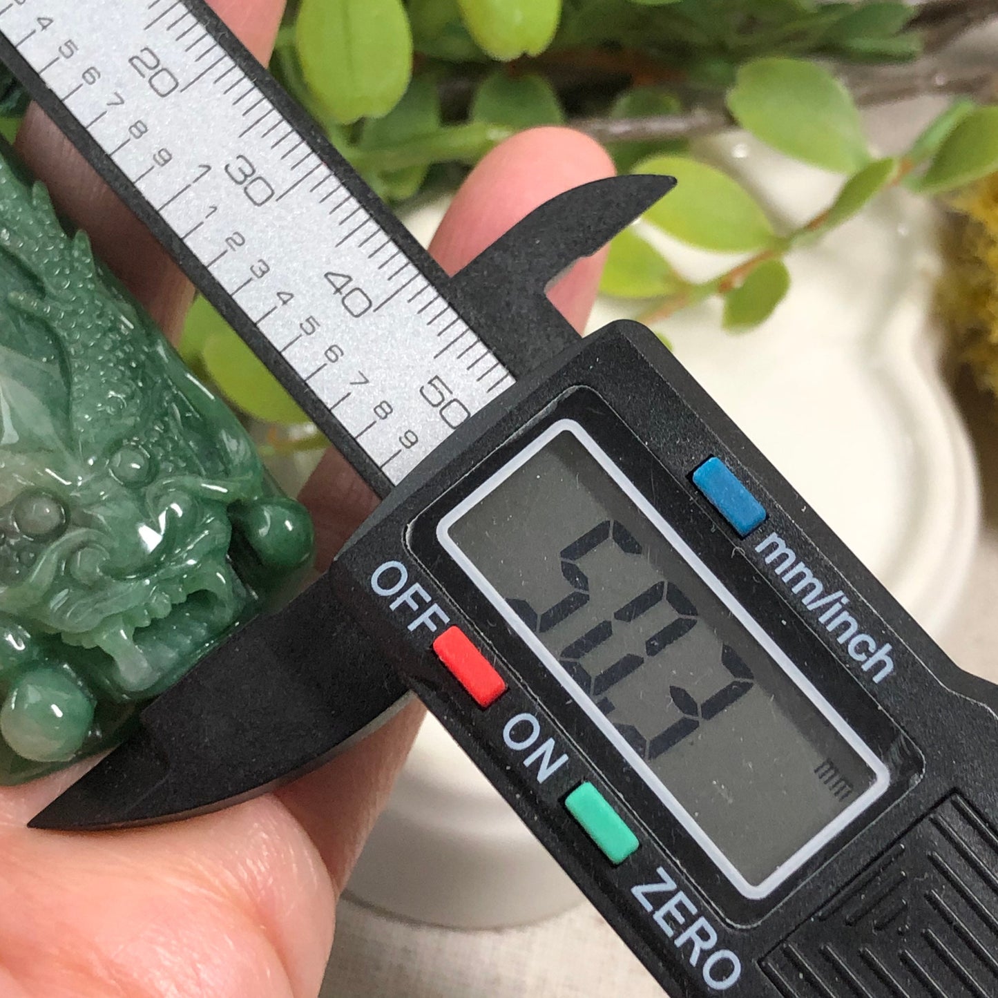 50.3 mm Grade A Green Carved Jadeite Jade Dragon Pendant