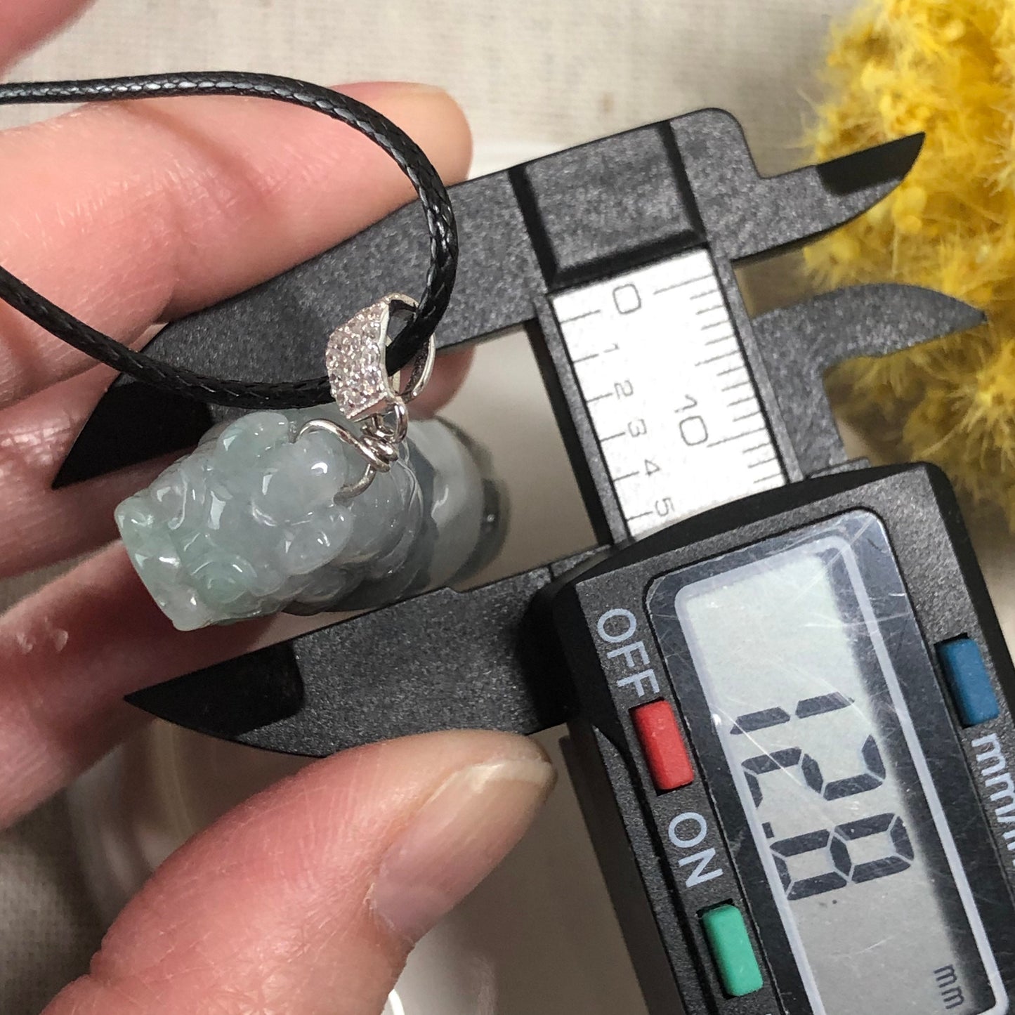 48mm Grade A Icy Wuji Green Carved Pixiu Pole Head Jadeite Jade Pendant with 925s Bail Keychain RARE