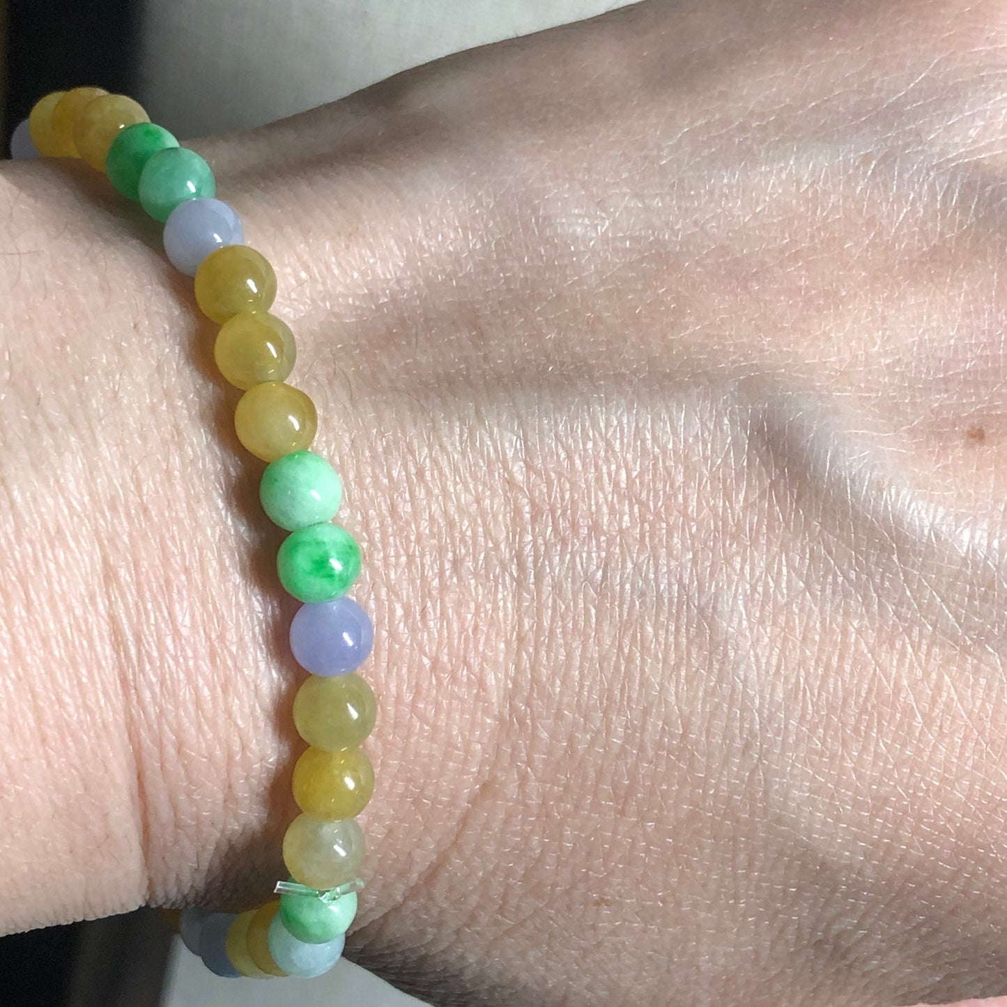SALE: 5.1 mm Grade A Icy Rainbow Jadeite Jade Bead Bracelet 38PCs.
