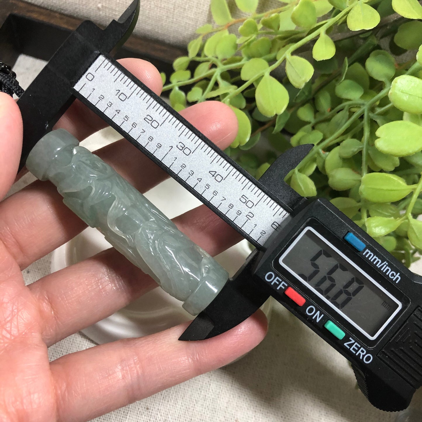 56.8 Jadeite Jade Icy Carved Dragon Pole Pendant Keychain Charm