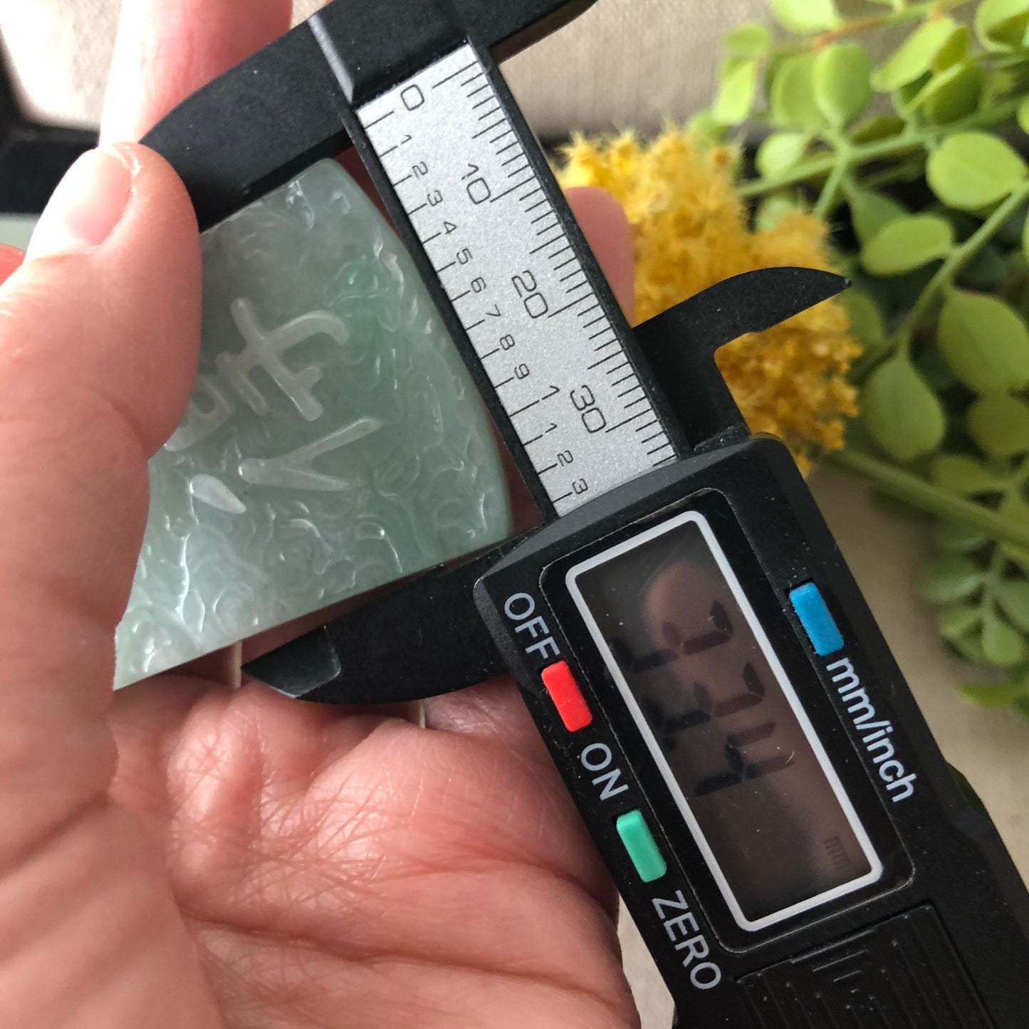 RESERVED: 55.5mm Jadeite Jade Green Carved Chinese Characters Asian Pattern Pendant