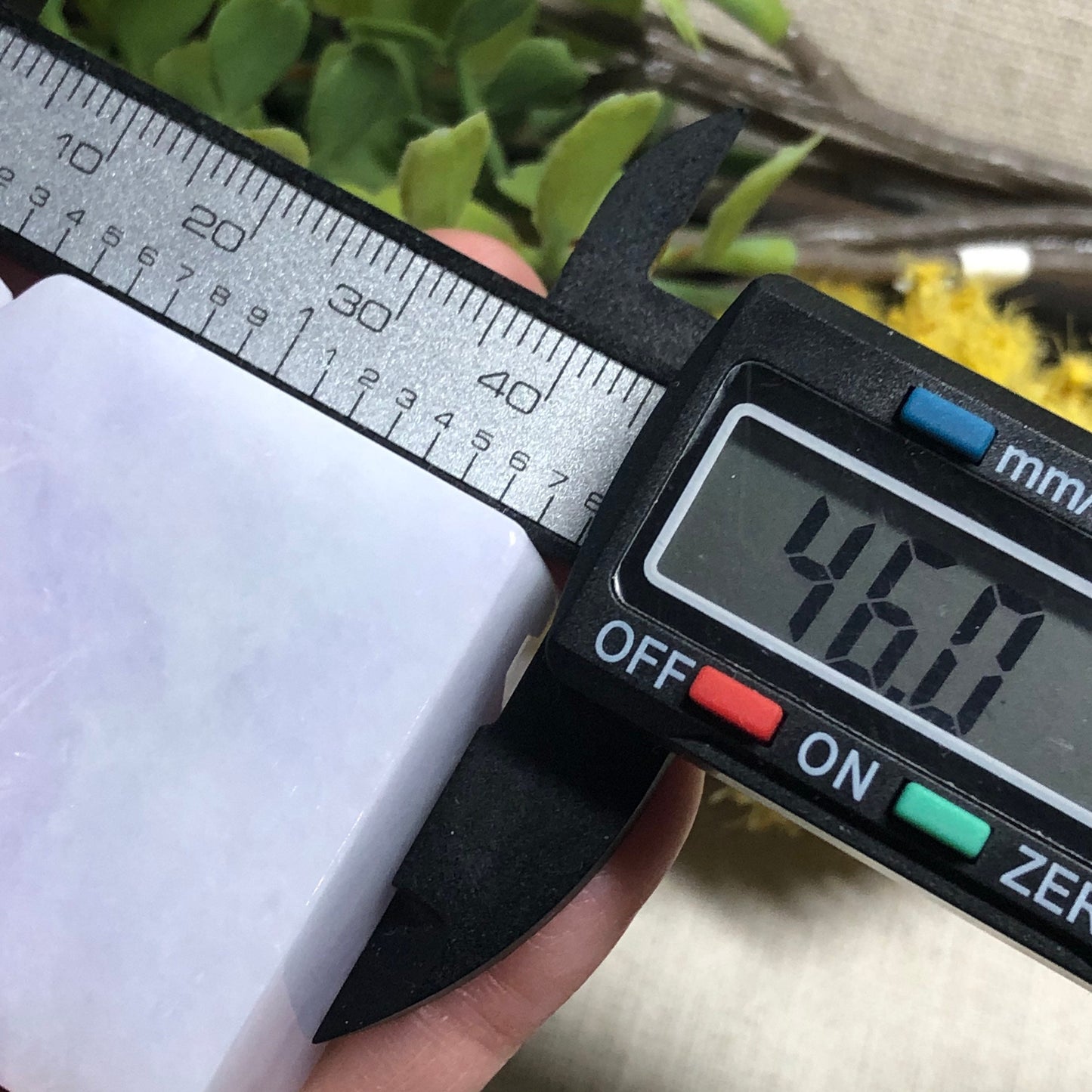 SALE: 46mm Jadeite Jade Carved Green Lavender Ruyi Pixiu Display Stamp