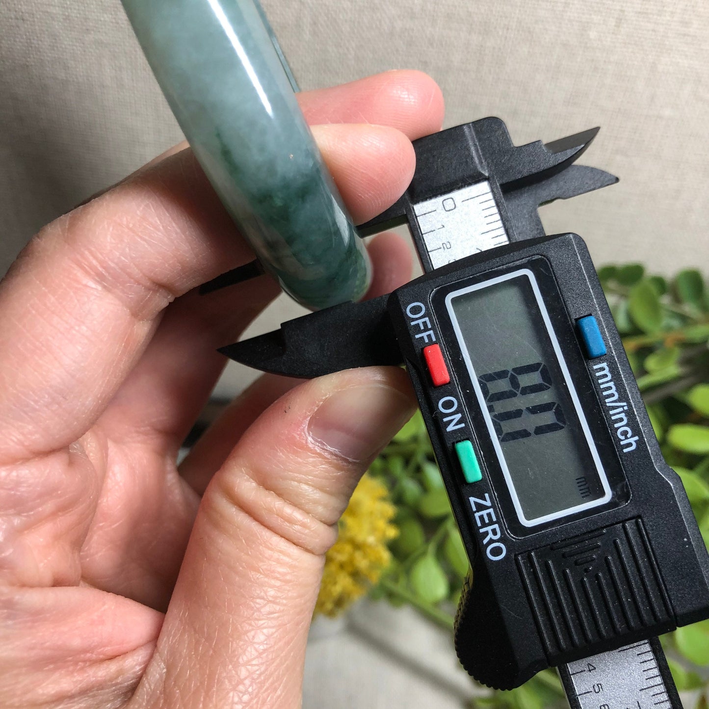 SALE: 55.5mm Grade A Icy Green Float Flowers Jadeite Jade Bangle