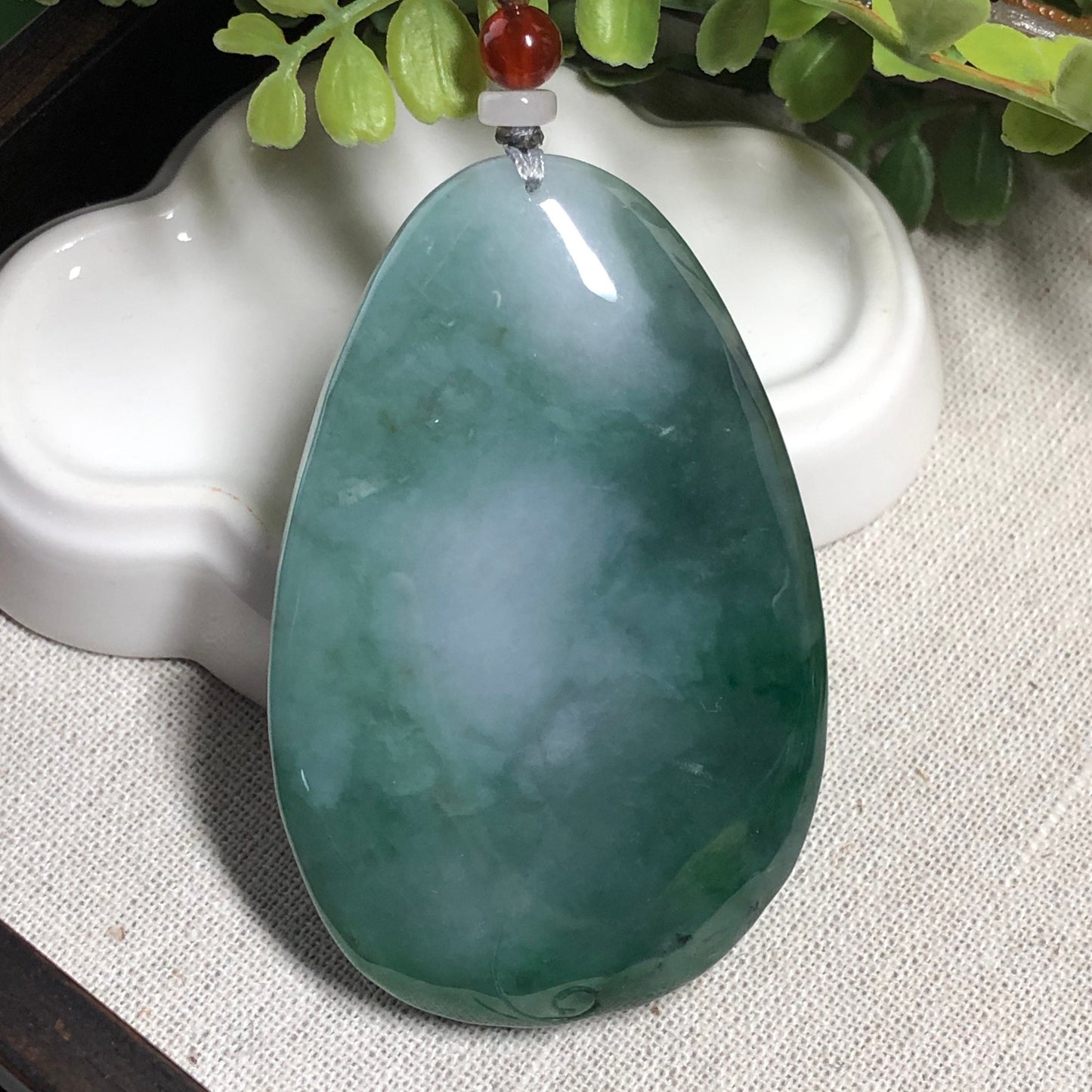 68.8mm Grade A Jadeite Jade Green Carved Lamb Sheep Ram Keychain or Pendant Display Figurine