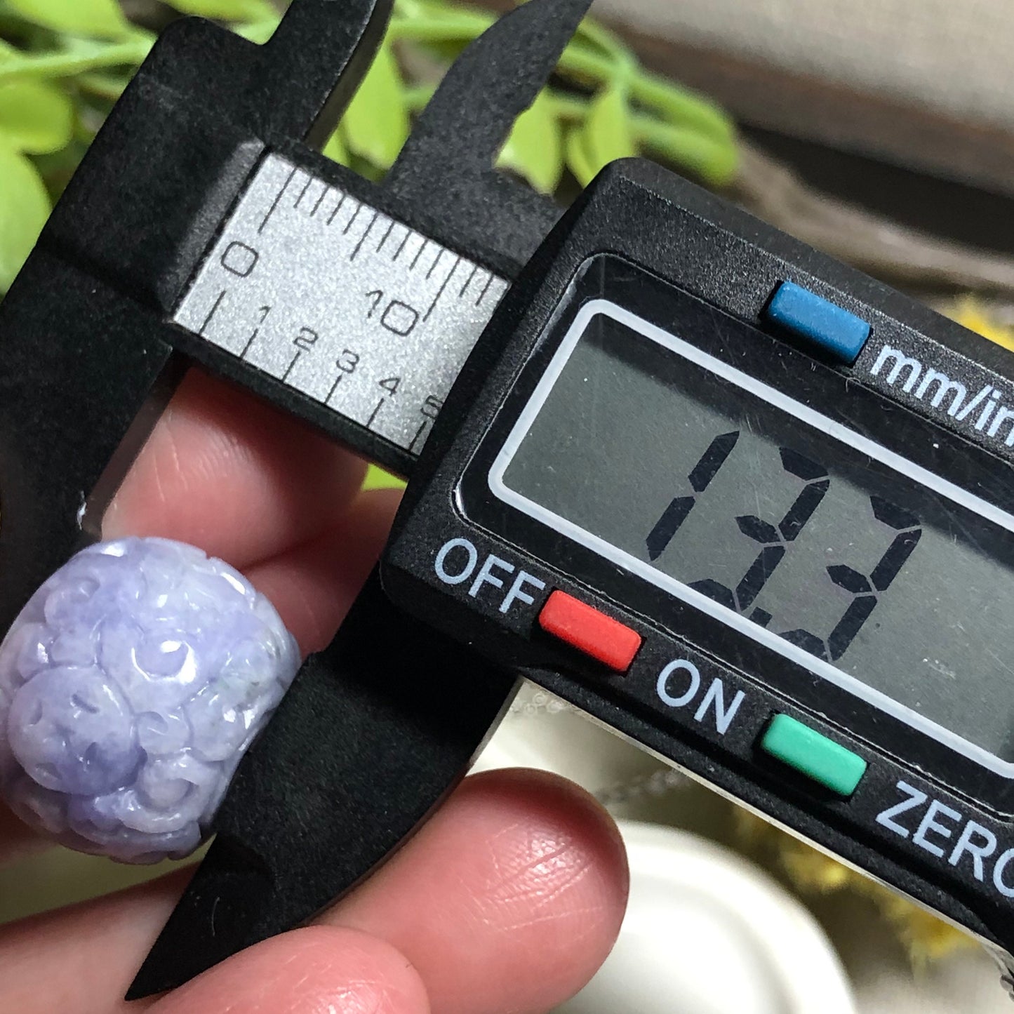 16.6mm Jadeite Jade Carved Asian Pattern Lavender Floral Pendant Bead Unique Antique Look Design