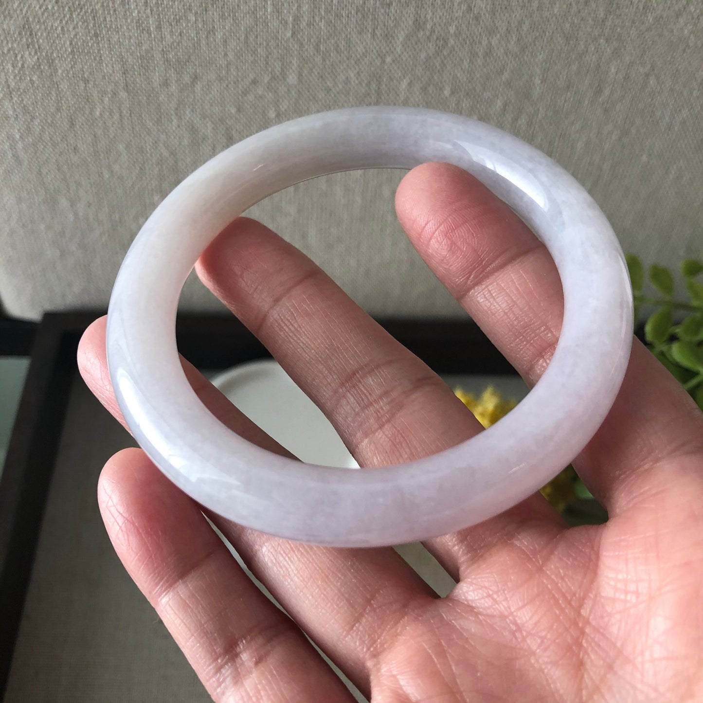 57.5mm Grade A Icy Light Pink Lavender Jadeite Jade Bangle