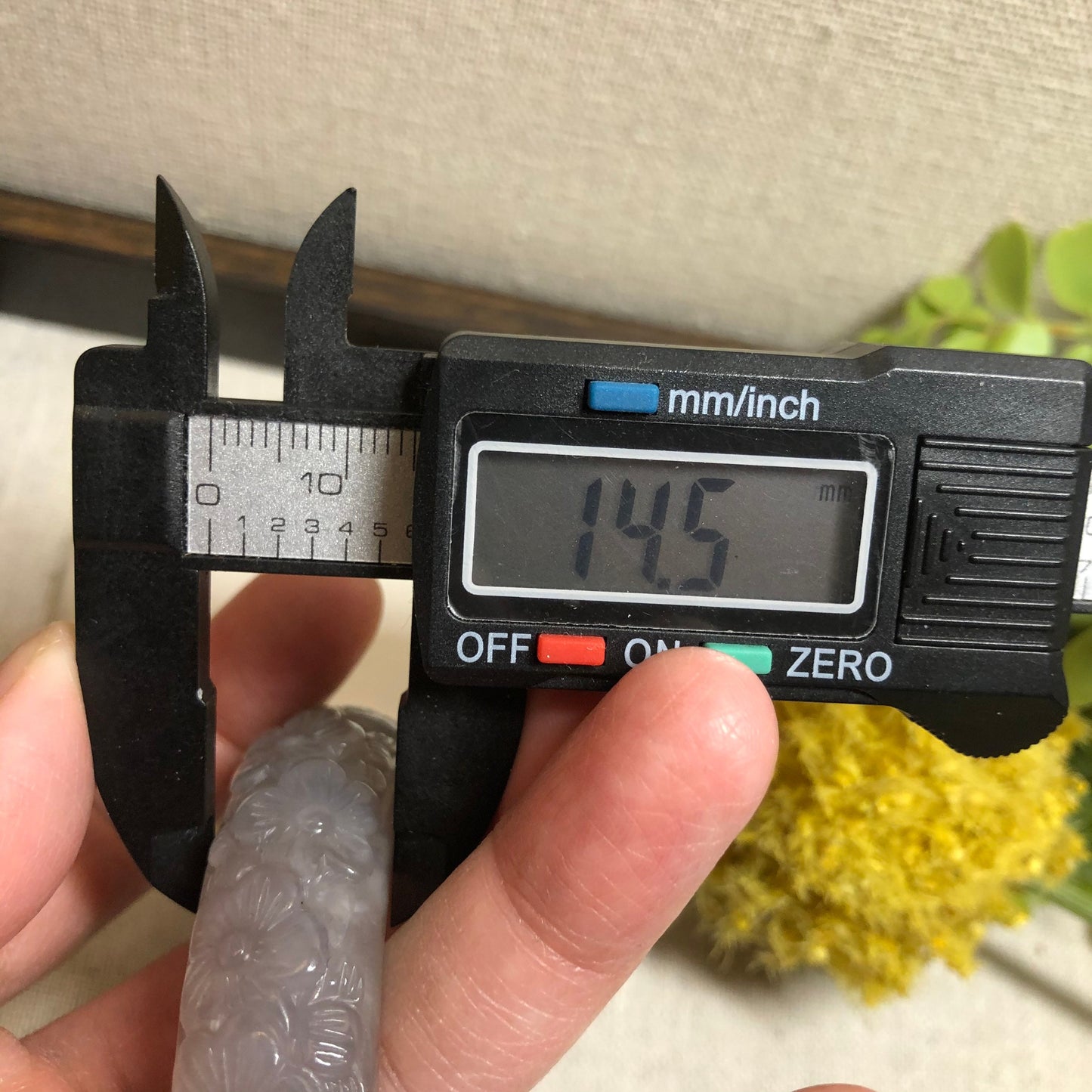 56mm Grade A Carved Icy Smoky Lavender Flowers Hetian Jade Bangle RARE