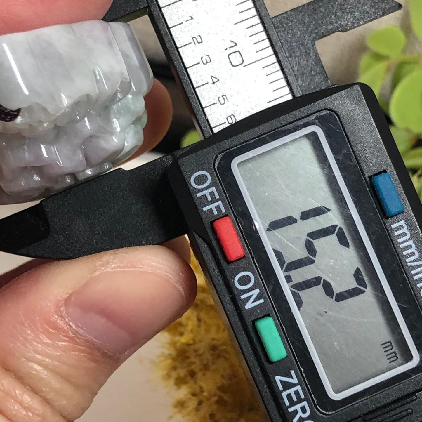 35.5mm Grade A Greenish Lavender Jade Jadeite Carved Floral Design Pendant Neck Rope Tie