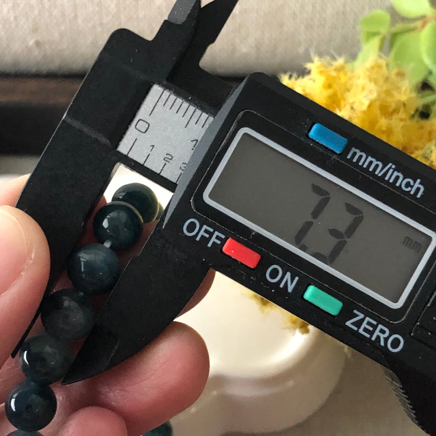 7.2 mm Grade A Blue Float Flowers Jadeite Jade Bead Bracelet 25pcs.