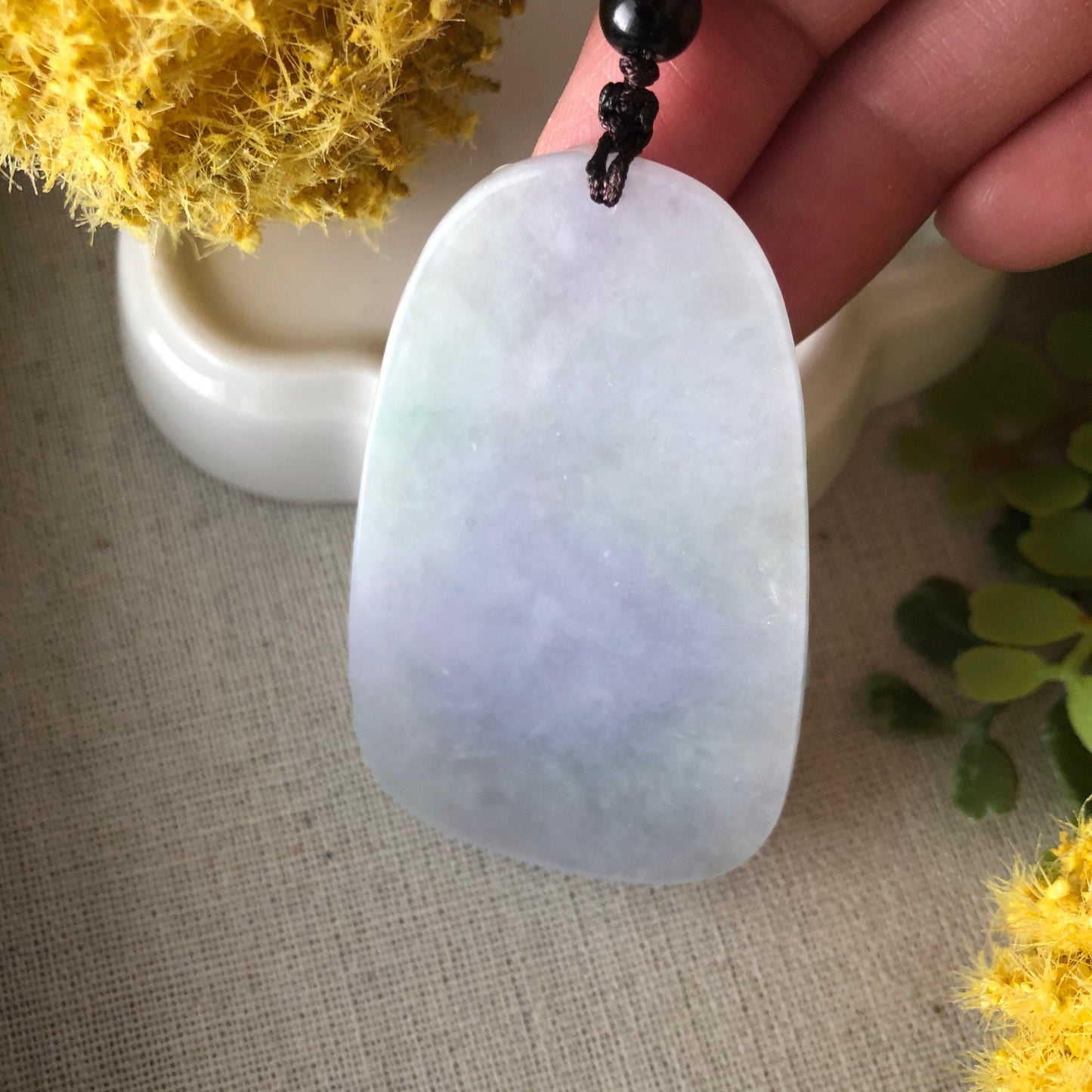 66mm Jadeite Jade Icy Glutinous Carved Flower Bird Landscape Pendant