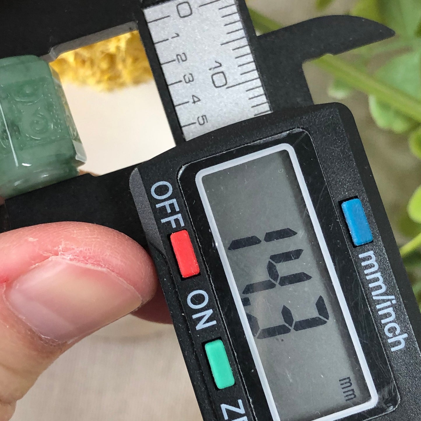 14.3mm Jadeite Jade Carved Six Words Blessing Pattern Green Float Flowers Pendant Bead