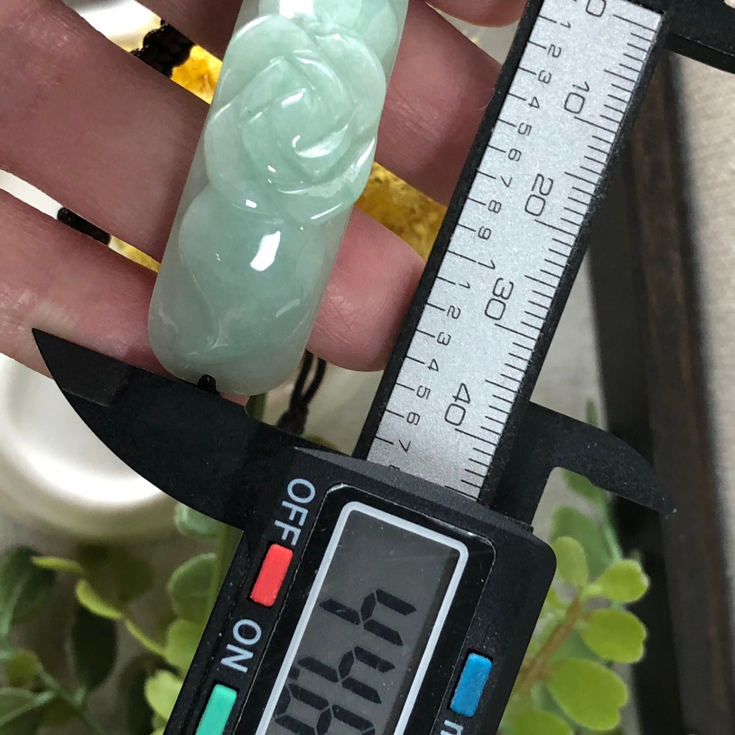 SALE: 44.6mm Grade A Carved Flower Bow Jadeite Jade Rope Bracelet