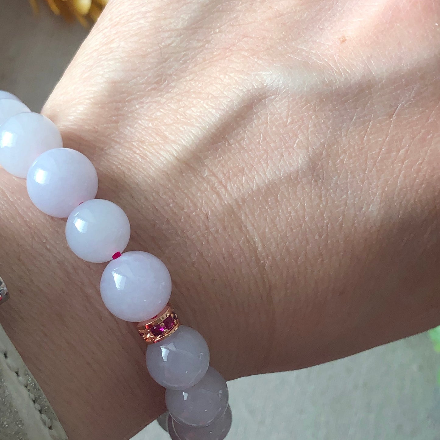 9-10 mm Icy Light Pink Lavender Jade Jadeite Bead Bracelet 19pcs