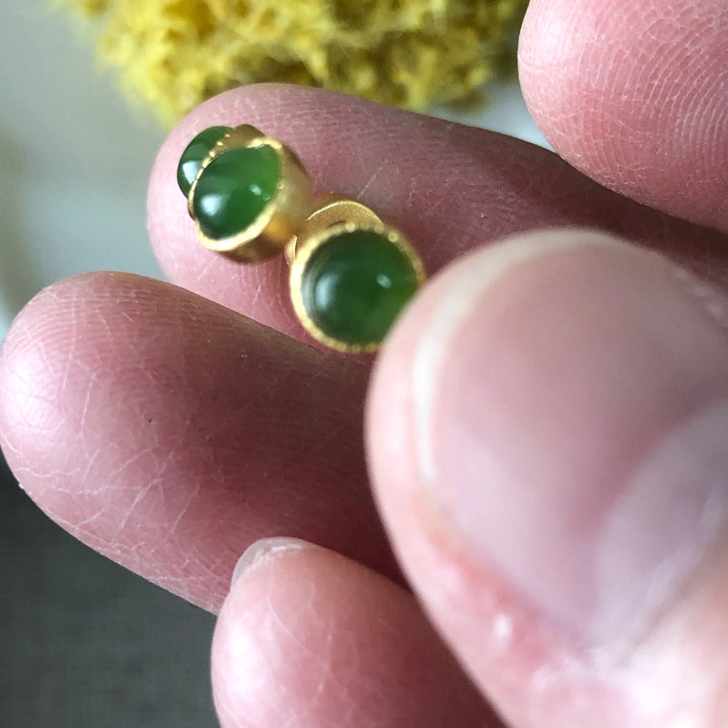NEW Certified Grade A Green Hetian Jade Ring 925S sterling gold silver One Size