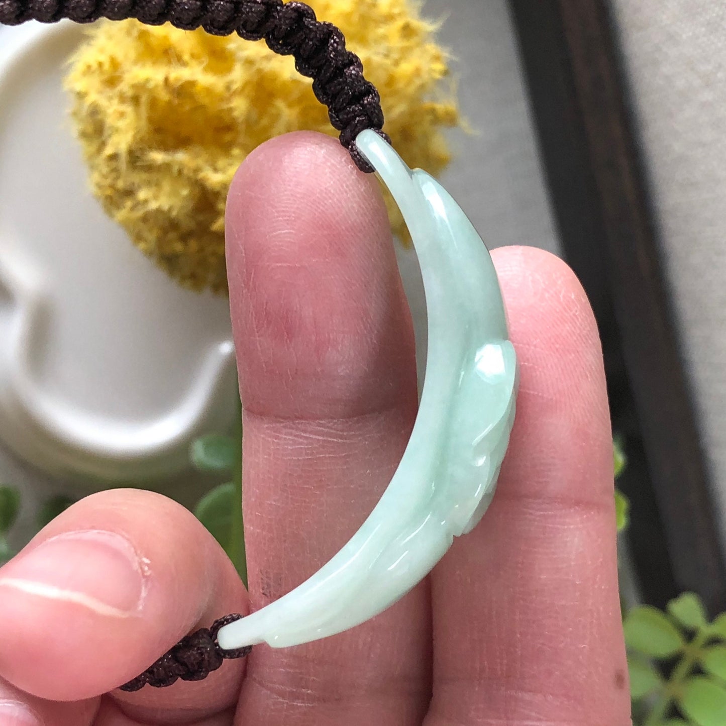 SALE: 44.6mm Grade A Carved Flower Bow Jadeite Jade Rope Bracelet