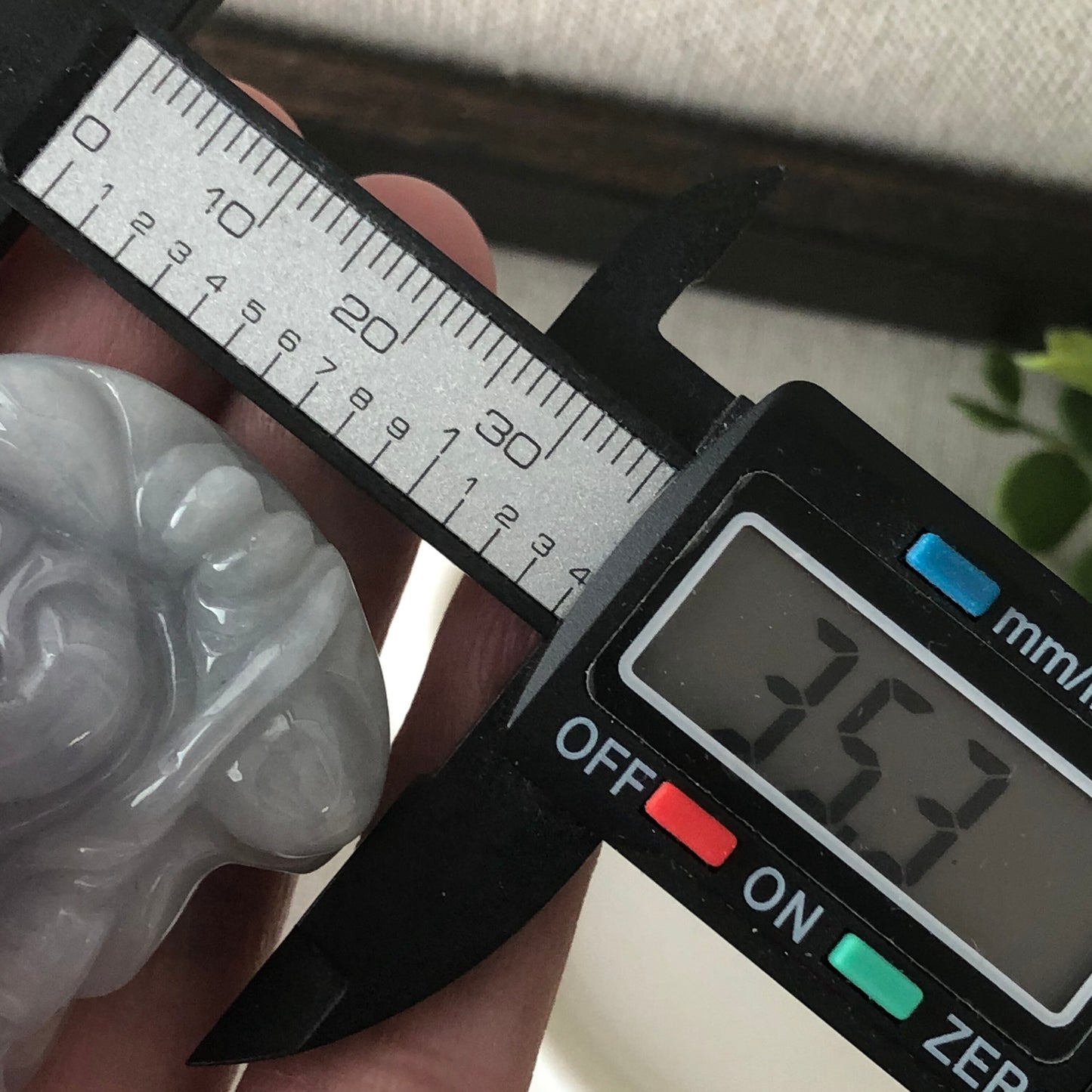 46.4mm Grade A Icy Light Lavender Fine Longevity God Jadeite Jade Carved Pendant