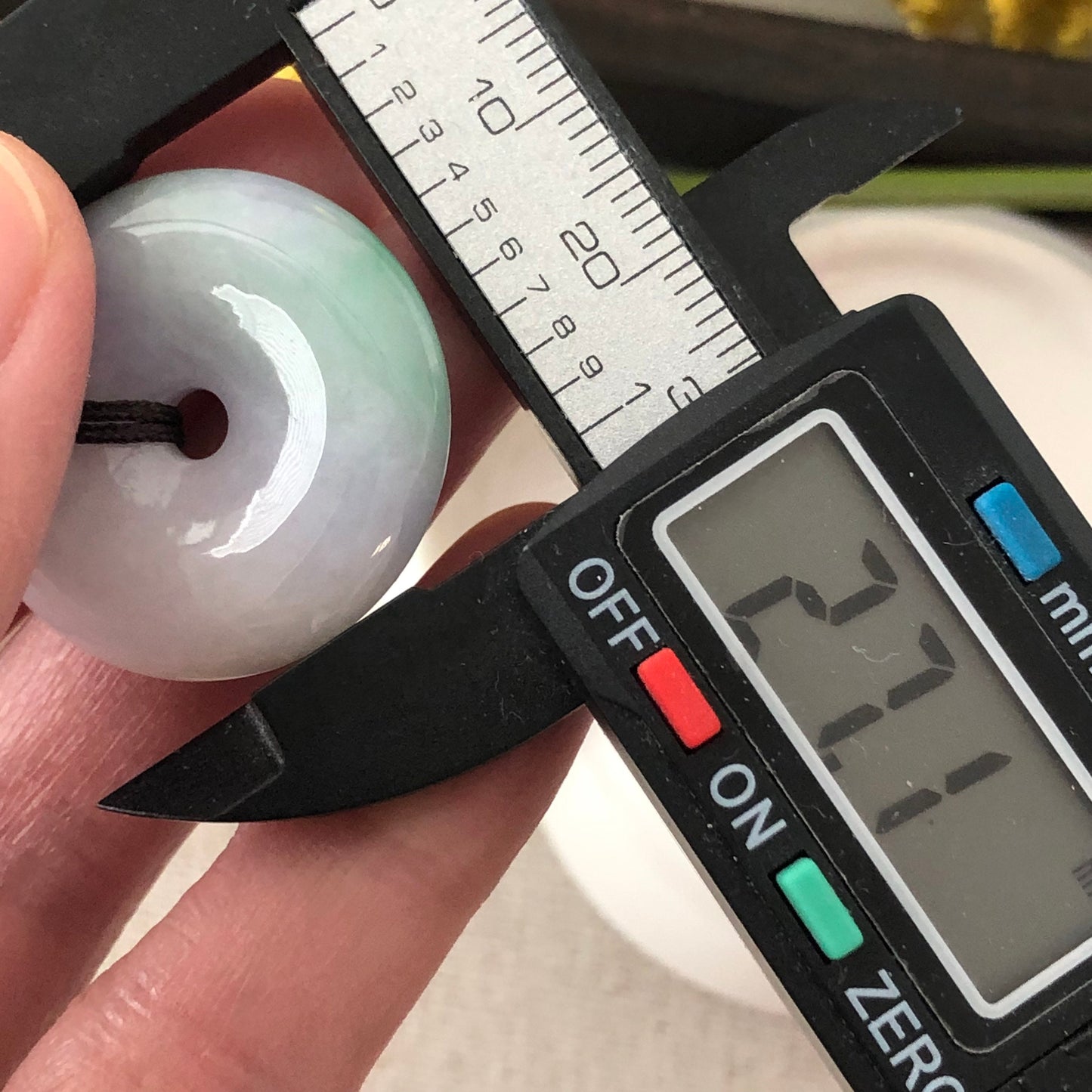 27 mm Jadeite Jade Earthy Lavender Blue Green Peace Pendant