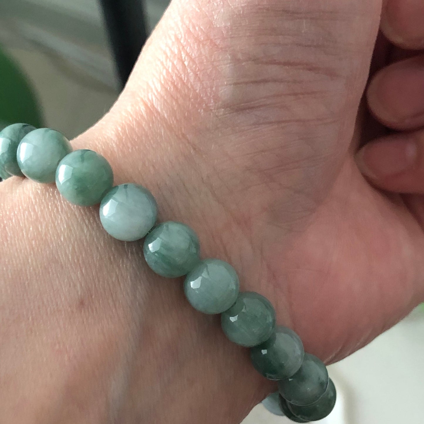 SALE:8mm Jadeite Jade Green Float Flowers Bead Bracelet 20pcs