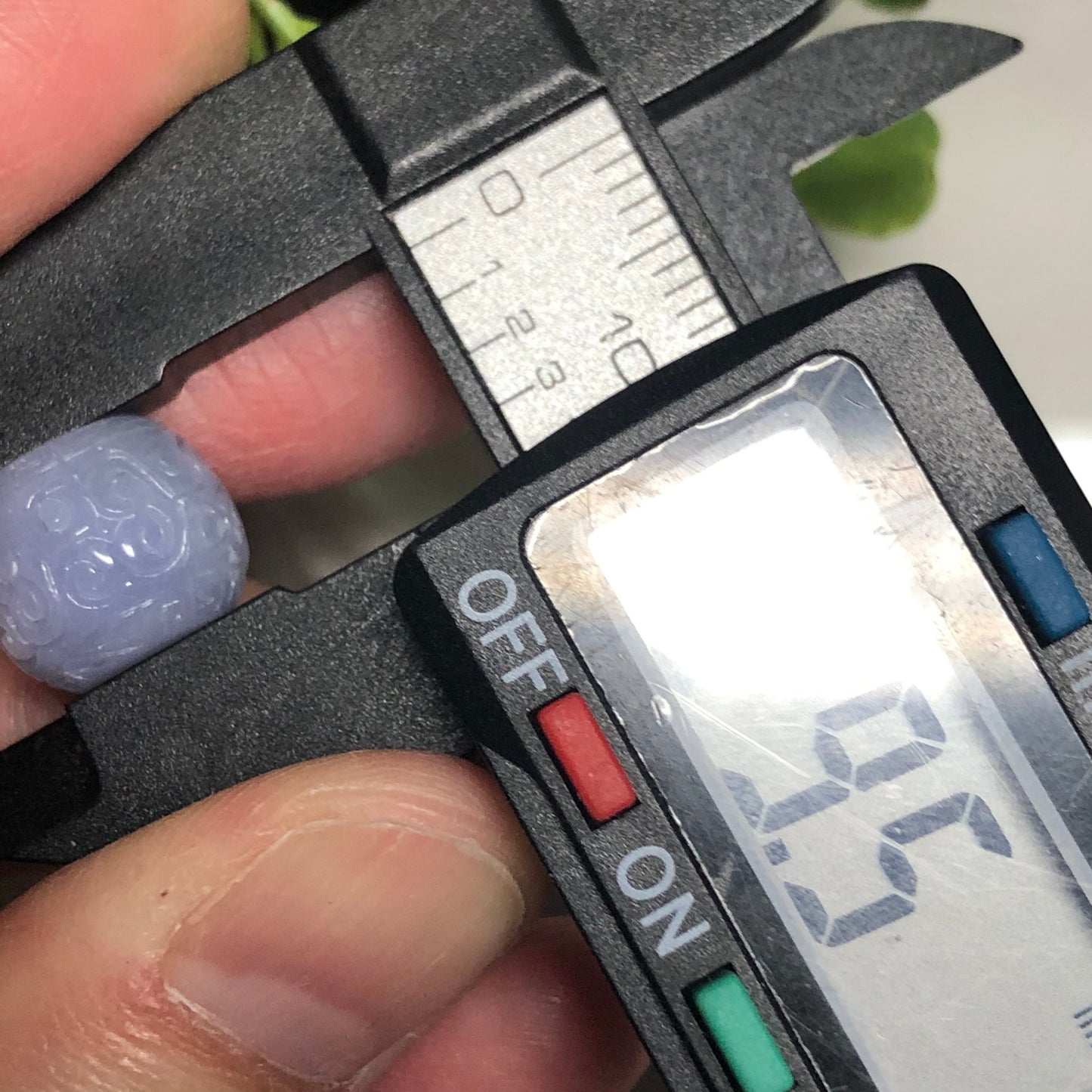11.5mm Jadeite Jade Lavender Carved Bead Charm Pendant