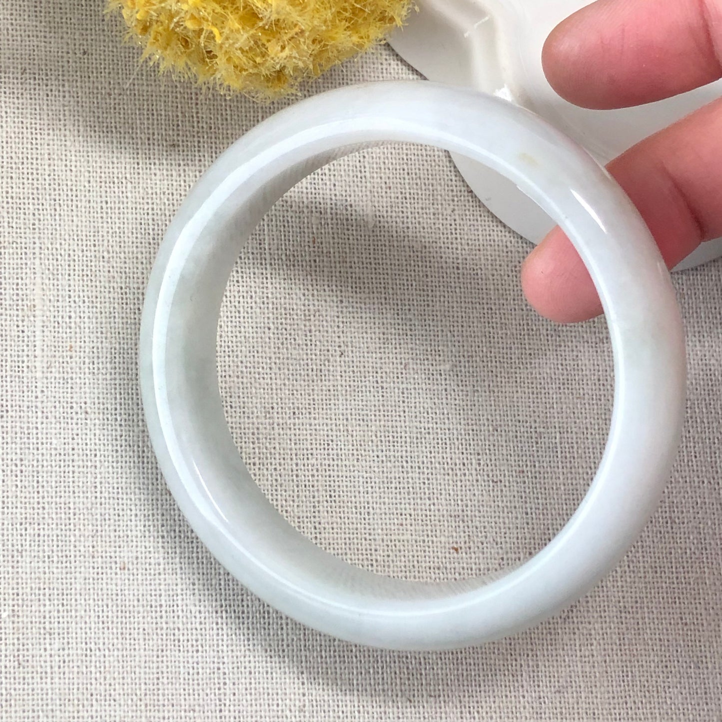 56.4 mm Jadeite Jade Icy Milky White Bangle