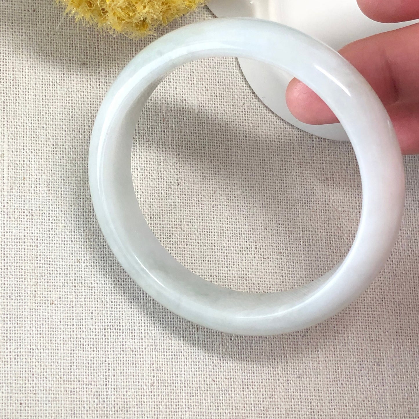 56.4 mm Jadeite Jade Icy Milky White Bangle
