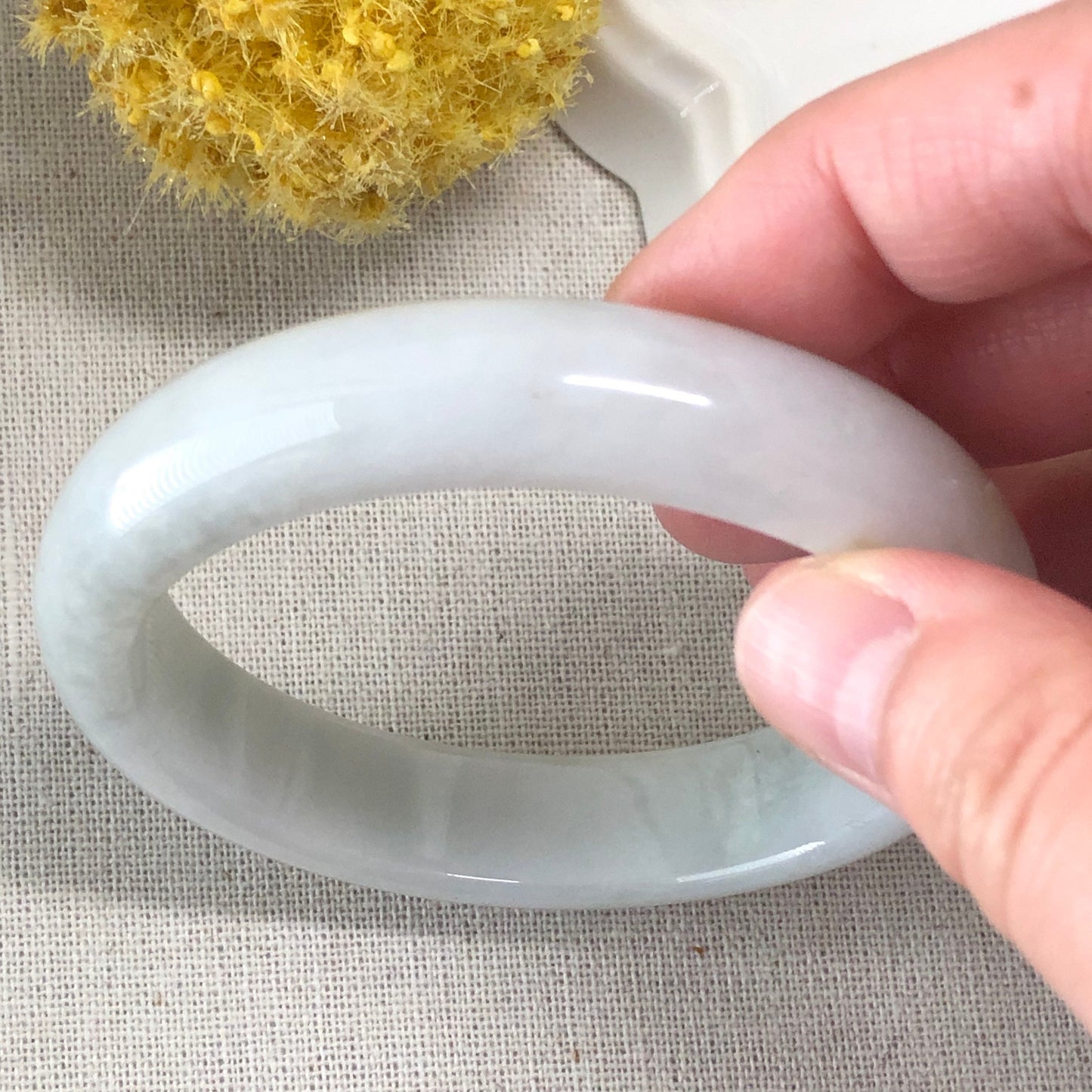 56.4 mm Jadeite Jade Icy Milky White Bangle