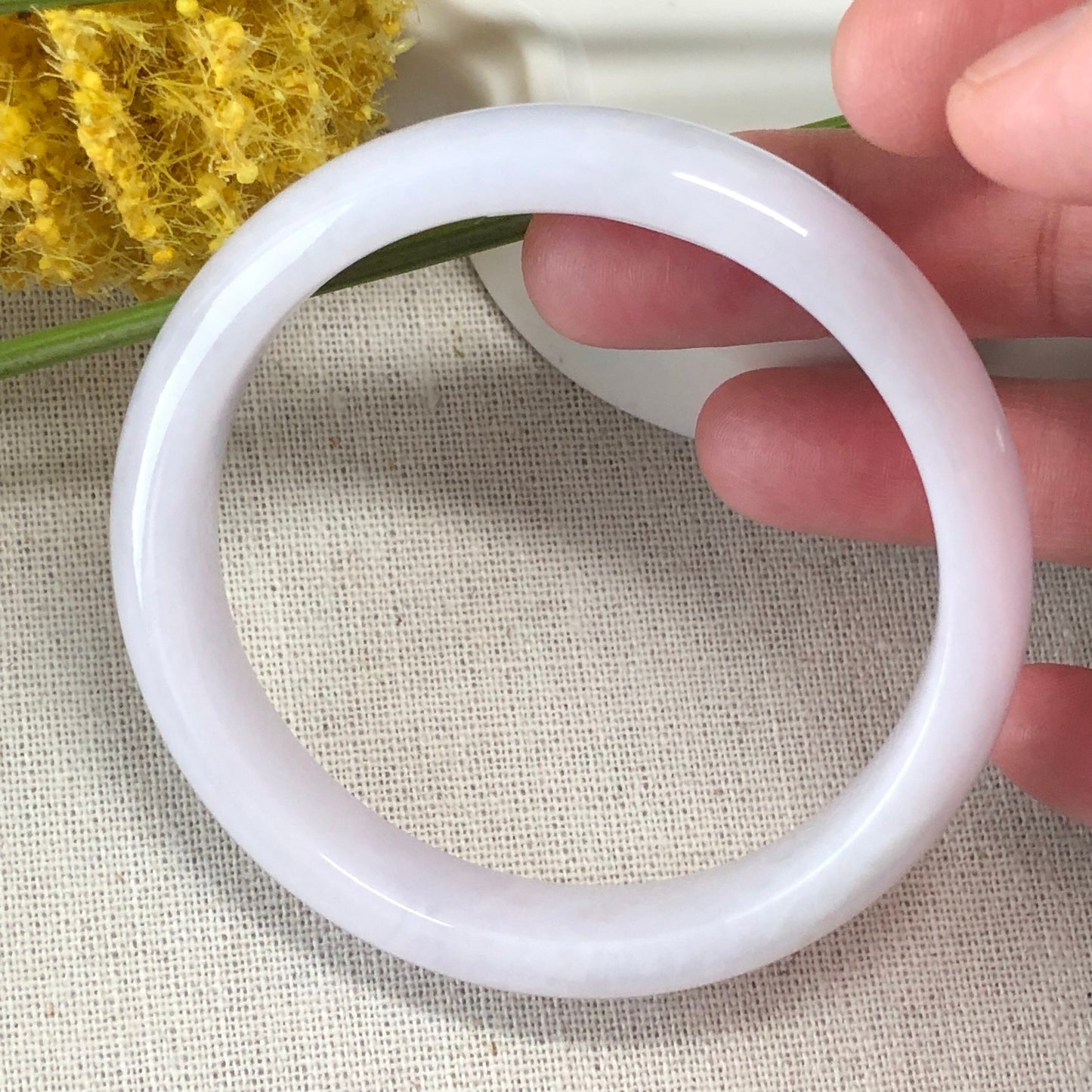Reserved. 56.2 mm Jadeite Jade Tint Light Pink Lavender Bangle