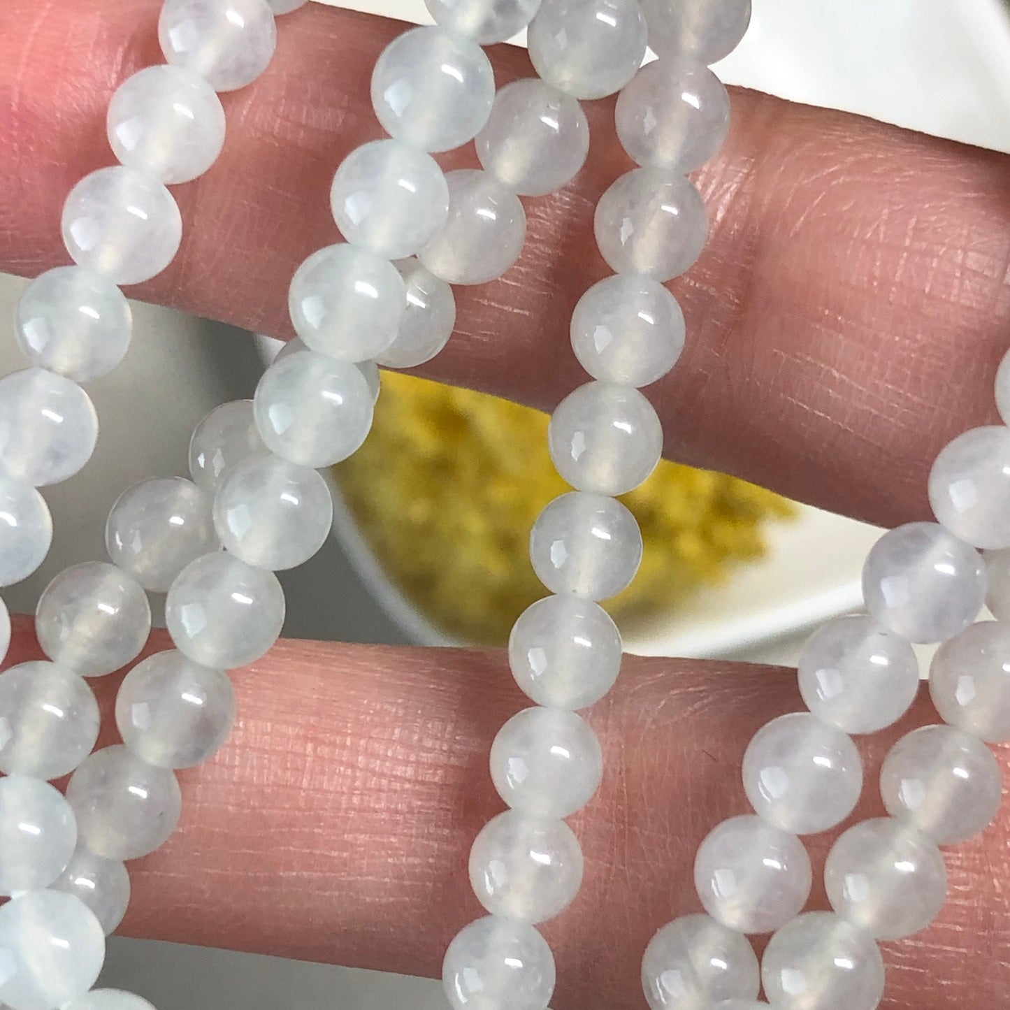 5.1 mm Grade A Icy Jadeite Jade Bead Bracelet Necklace 5.1 mm x 110 pcs.