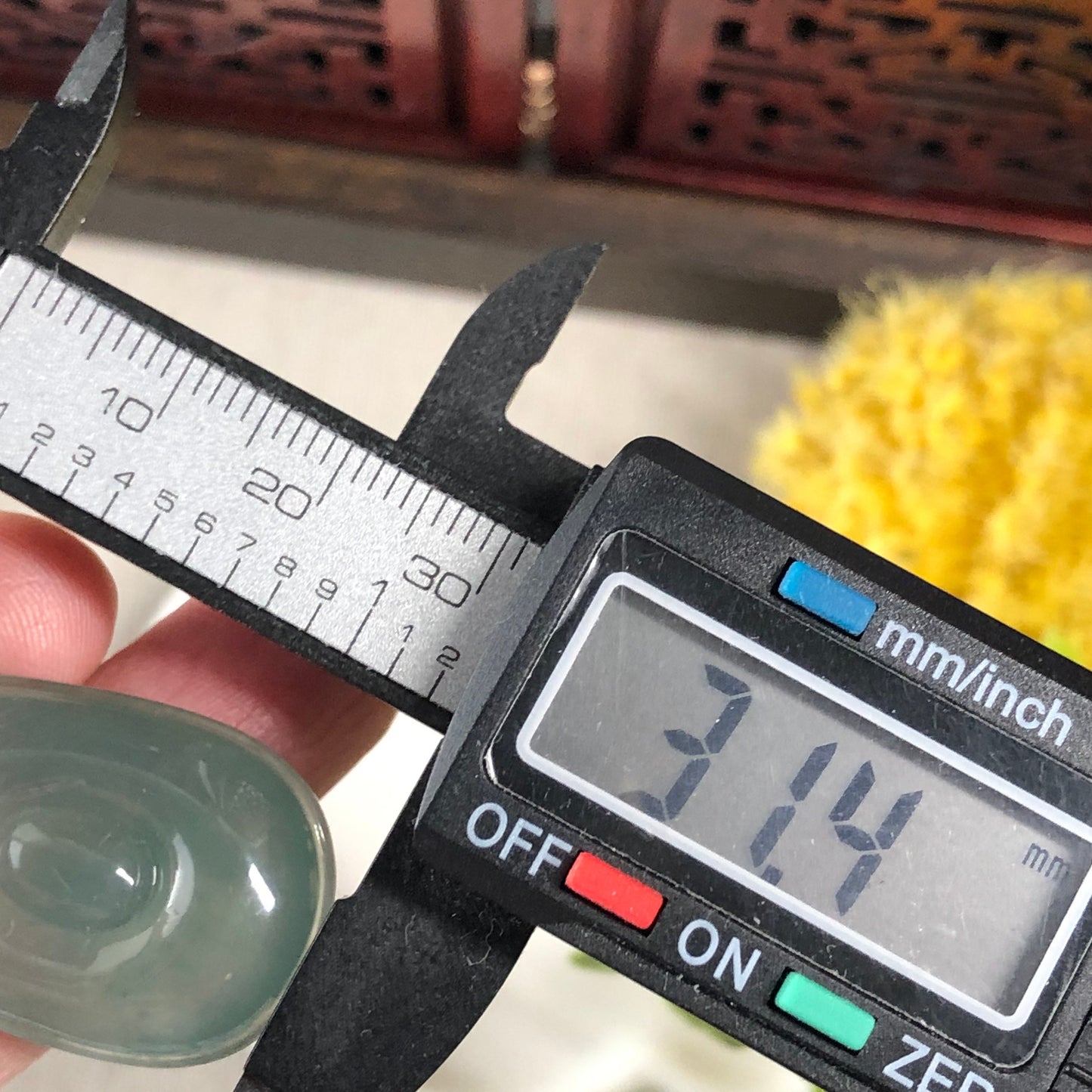 31.4mm Jadeite Jade Icy Blue Green Carved Pendant RARE