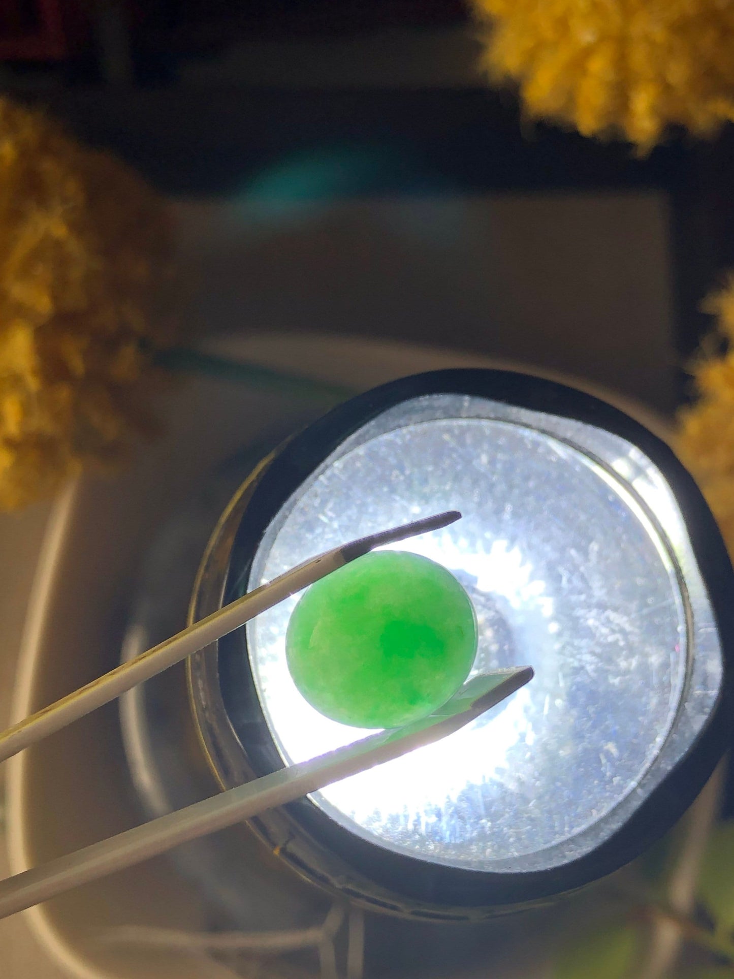 12 mm Jadeite Jade Icy Yang Green Cabochon Stone