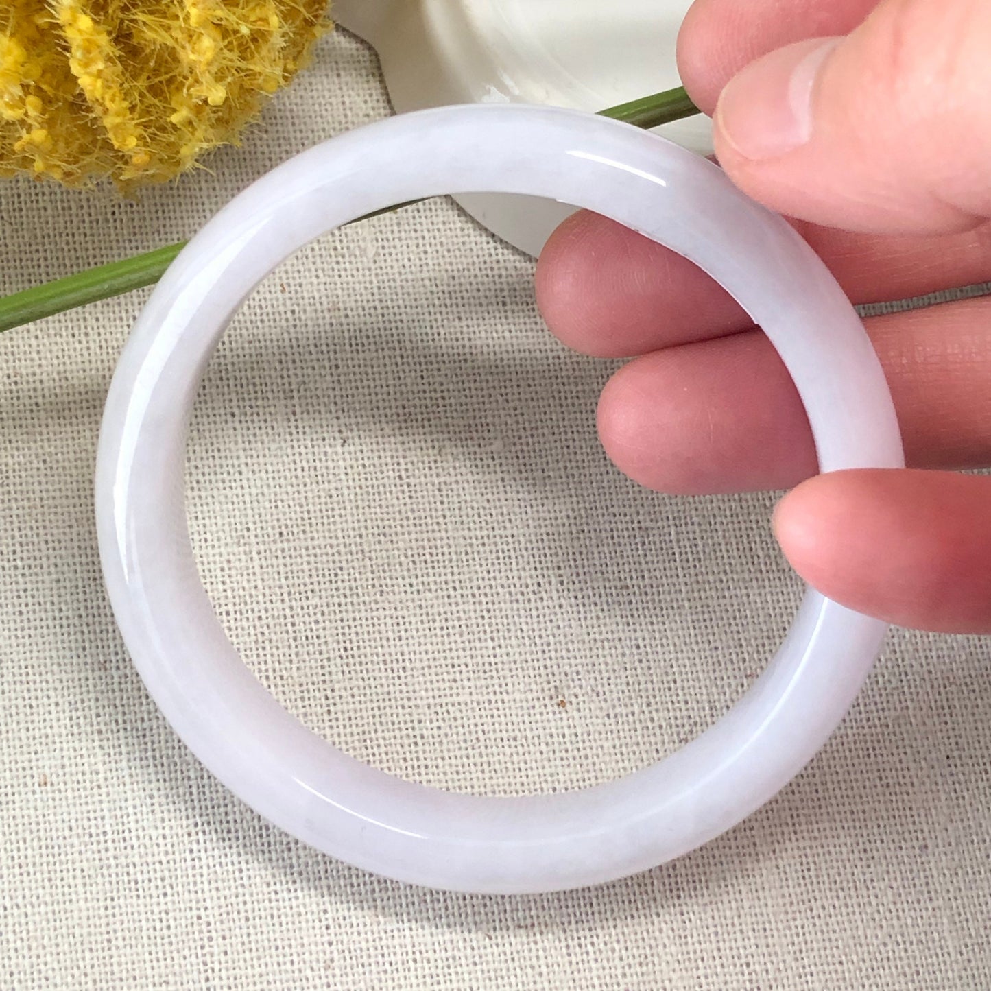Reserved. 56.2 mm Jadeite Jade Tint Light Pink Lavender Bangle