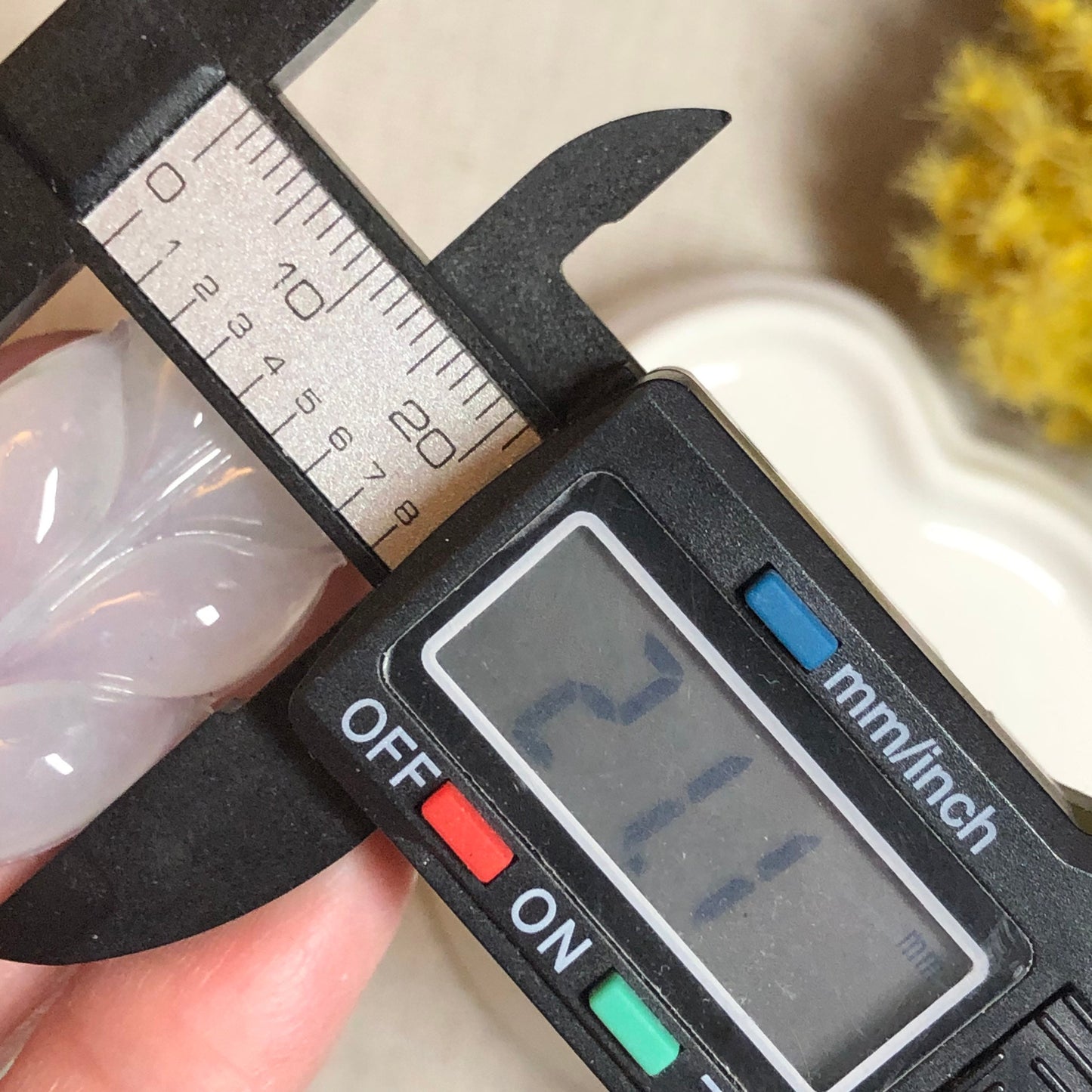 37.4 mm Jadeite Jade Icy Carved Leaf with 18K yellow gold Cabochon bail