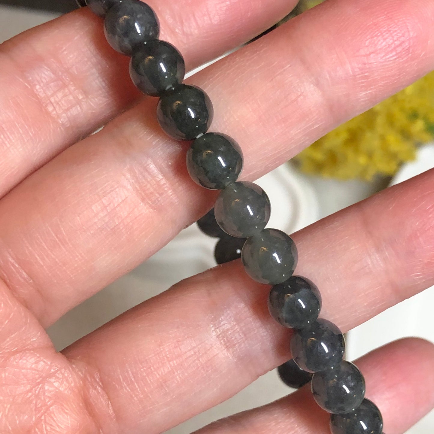 SALE: 7 mm Grade A Icy Wuji Jadeite Jade Bead Bracelet