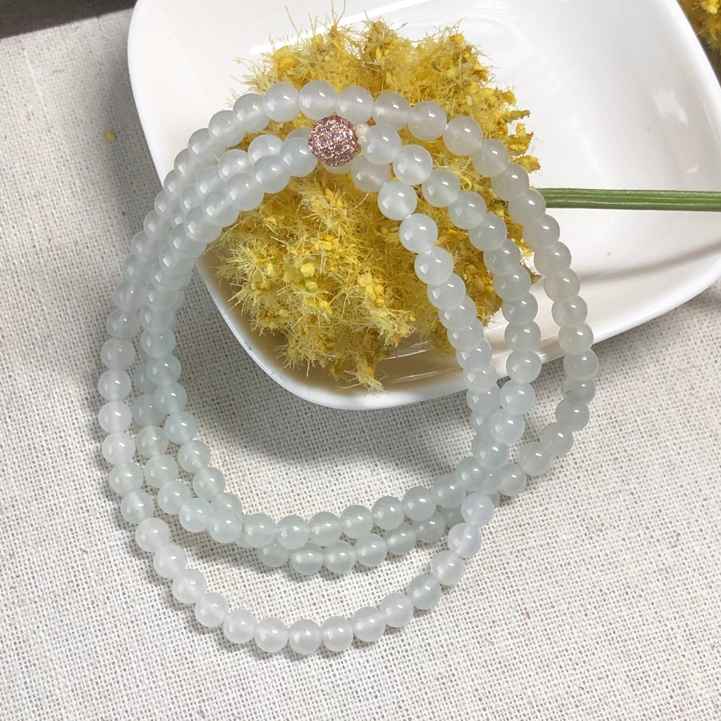 5.1 mm Grade A Icy Jadeite Jade Bead Bracelet Necklace 5.1 mm x 110 pcs.
