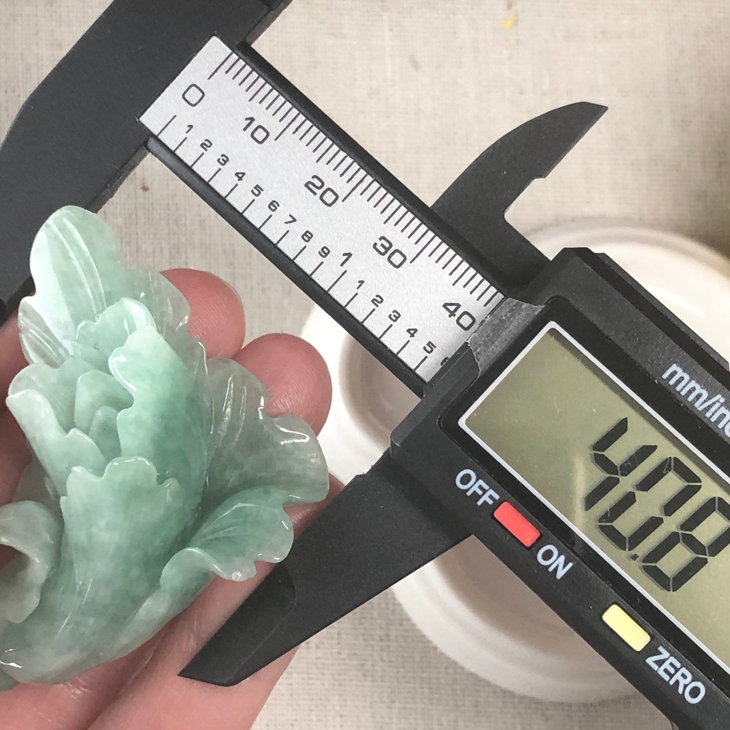 49.7mm Grade A Jade Jadeite Green Carved Flower Pendant Charm